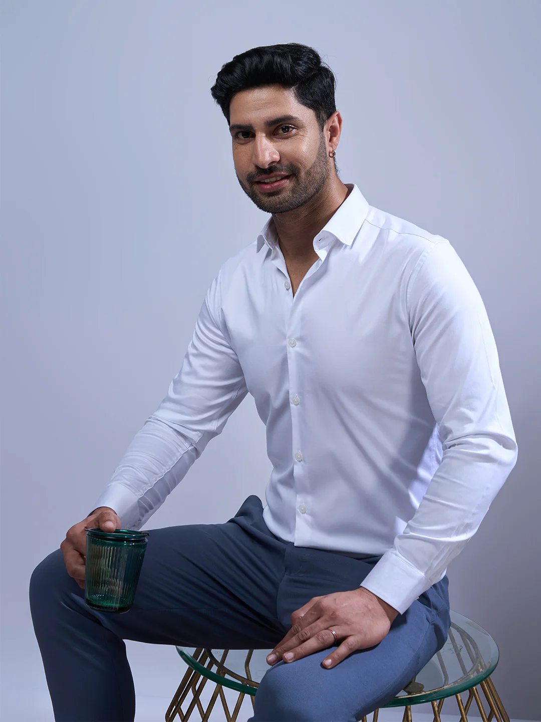 Stretch Cotton White Shirt – 2 Way Comfort - Image 5