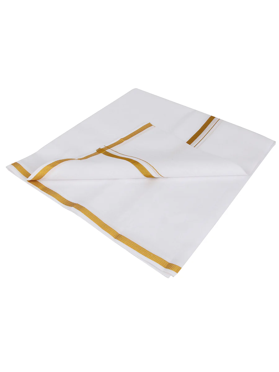 Tejas White 3/4" inch Jari  Border Towel 2.50M - Image 5