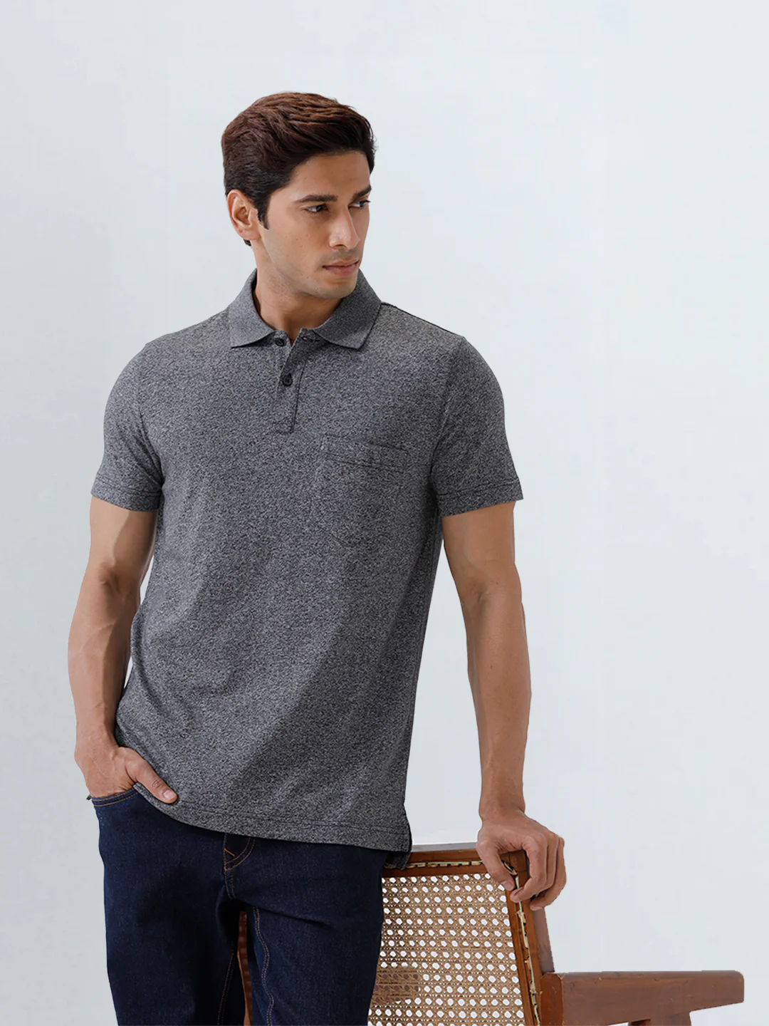 TENCEL™ Modal Fibers with Micro technology Polo T-Shirt Black Grindle EMP2 - Image 2