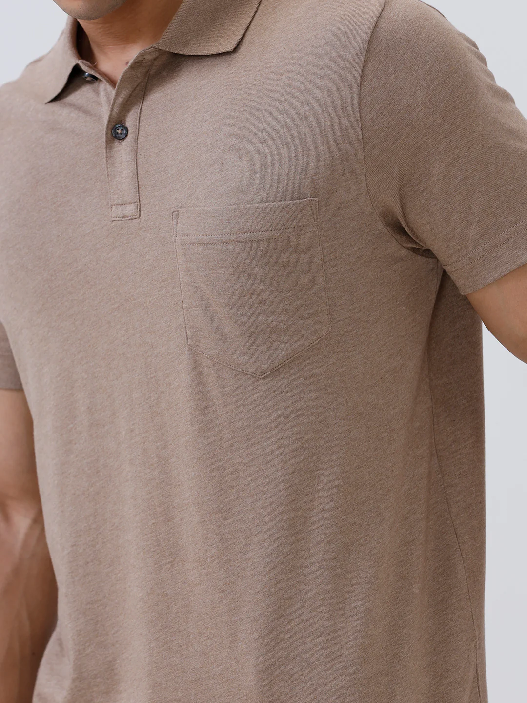 TENCEL™ Modal Fibers with Micro technology Polo T-Shirt Brown Heather EMP9 - Image 4
