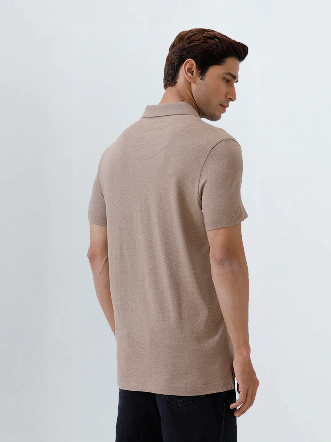 TENCEL™ Modal Fibers with Micro technology Polo T-Shirt Brown Heather EMP9 - Image 6