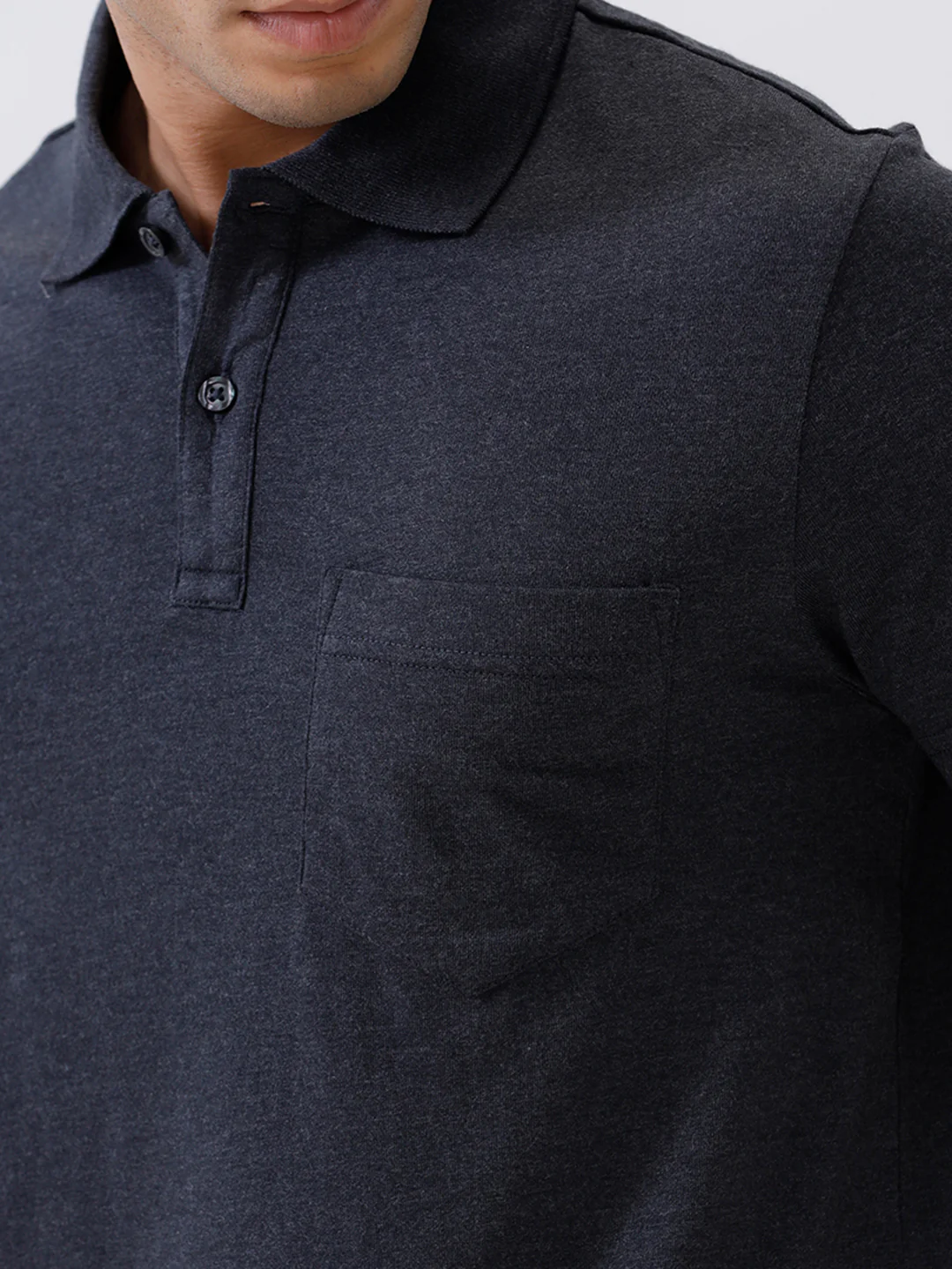 TENCEL™ Modal Fibers with Micro technology Polo T-Shirt Charcoal EMP5 - Image 3