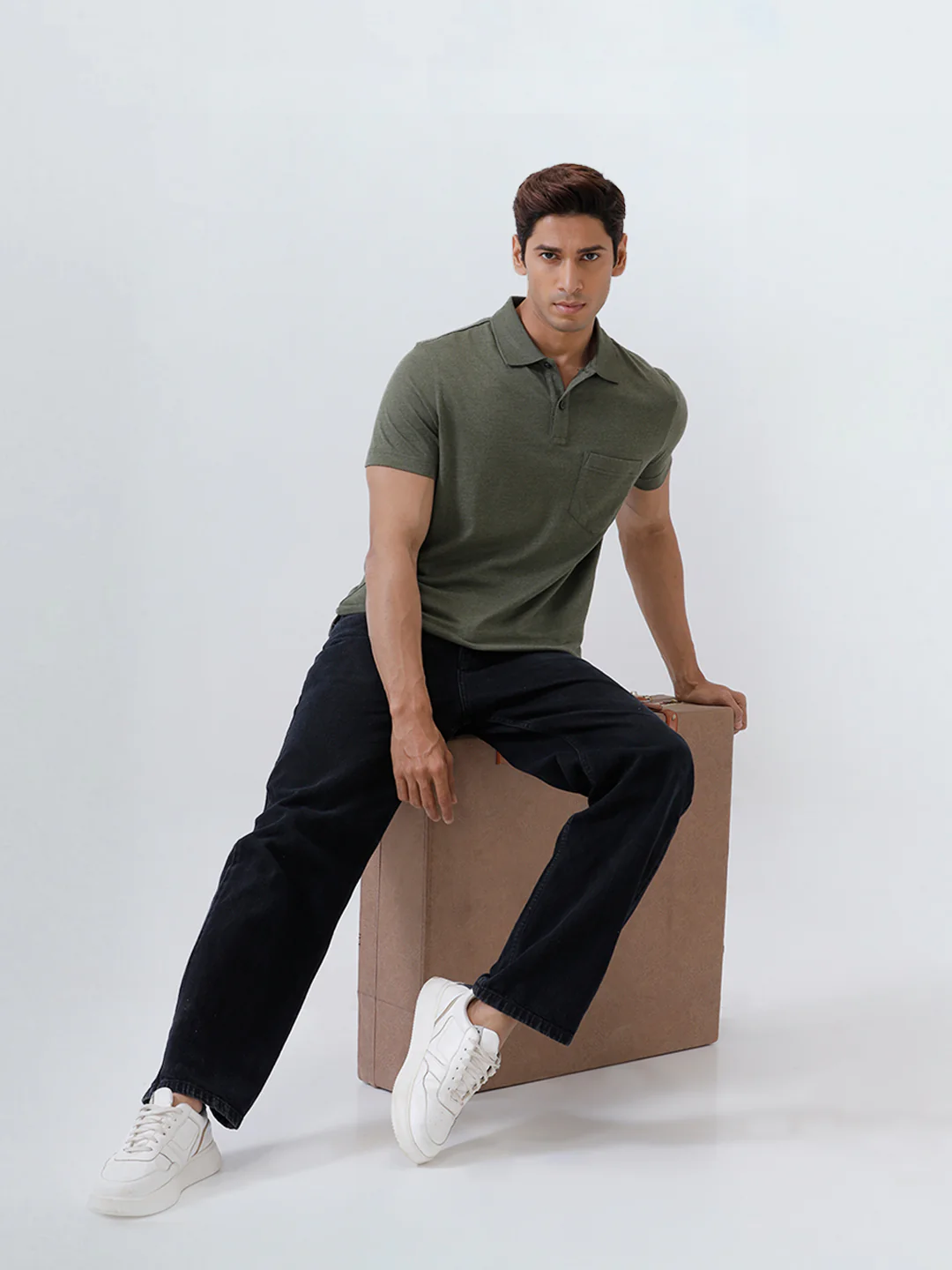 TENCEL™ Modal Fibers with Micro technology Polo T-Shirt Heather Green EMP6 - Image 4