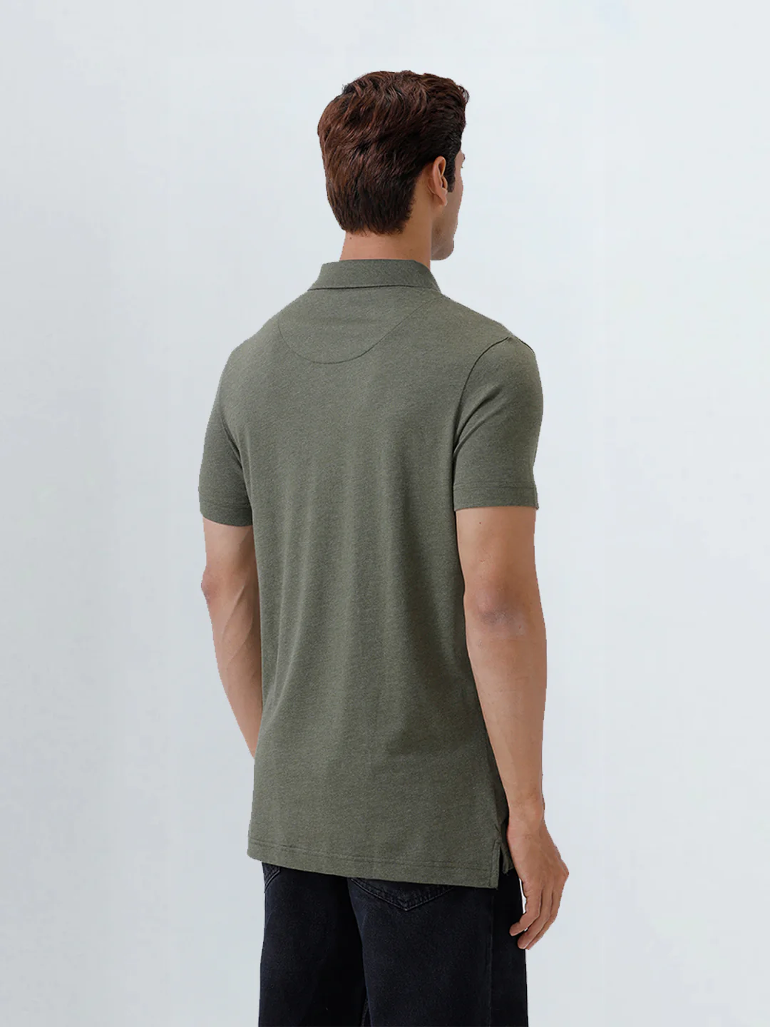 TENCEL™ Modal Fibers with Micro technology Polo T-Shirt Heather Green EMP6 - Image 7