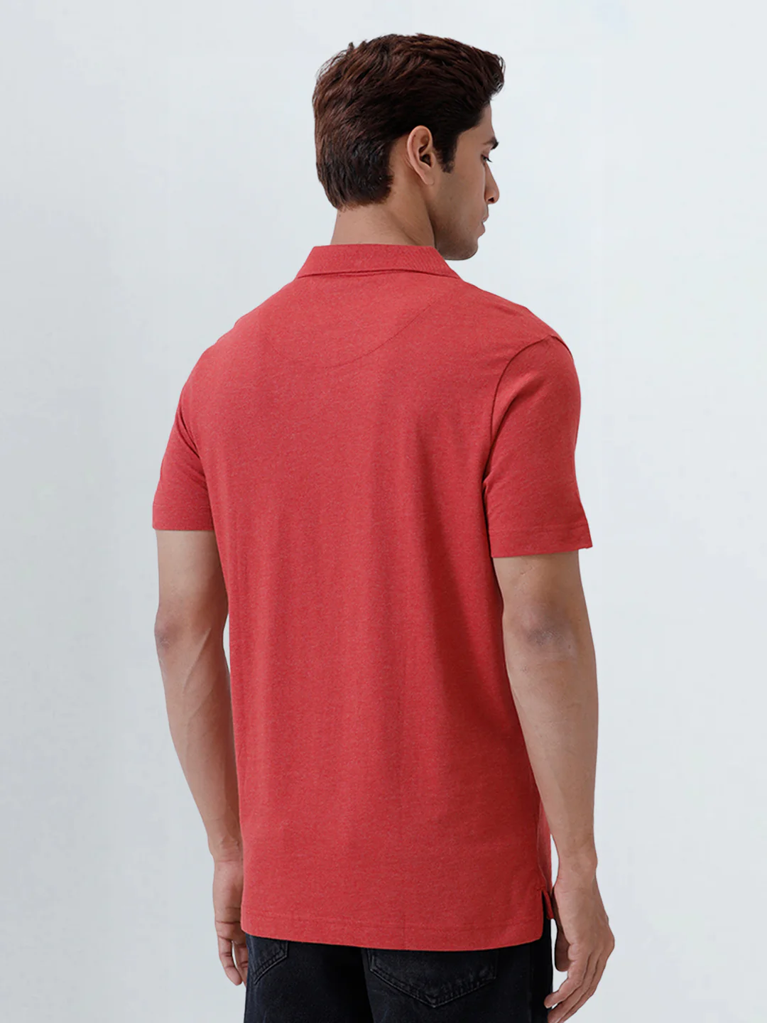 TENCEL™ Modal Fibers with Micro technology Polo T-Shirt Heather Red EMP3 - Image 6
