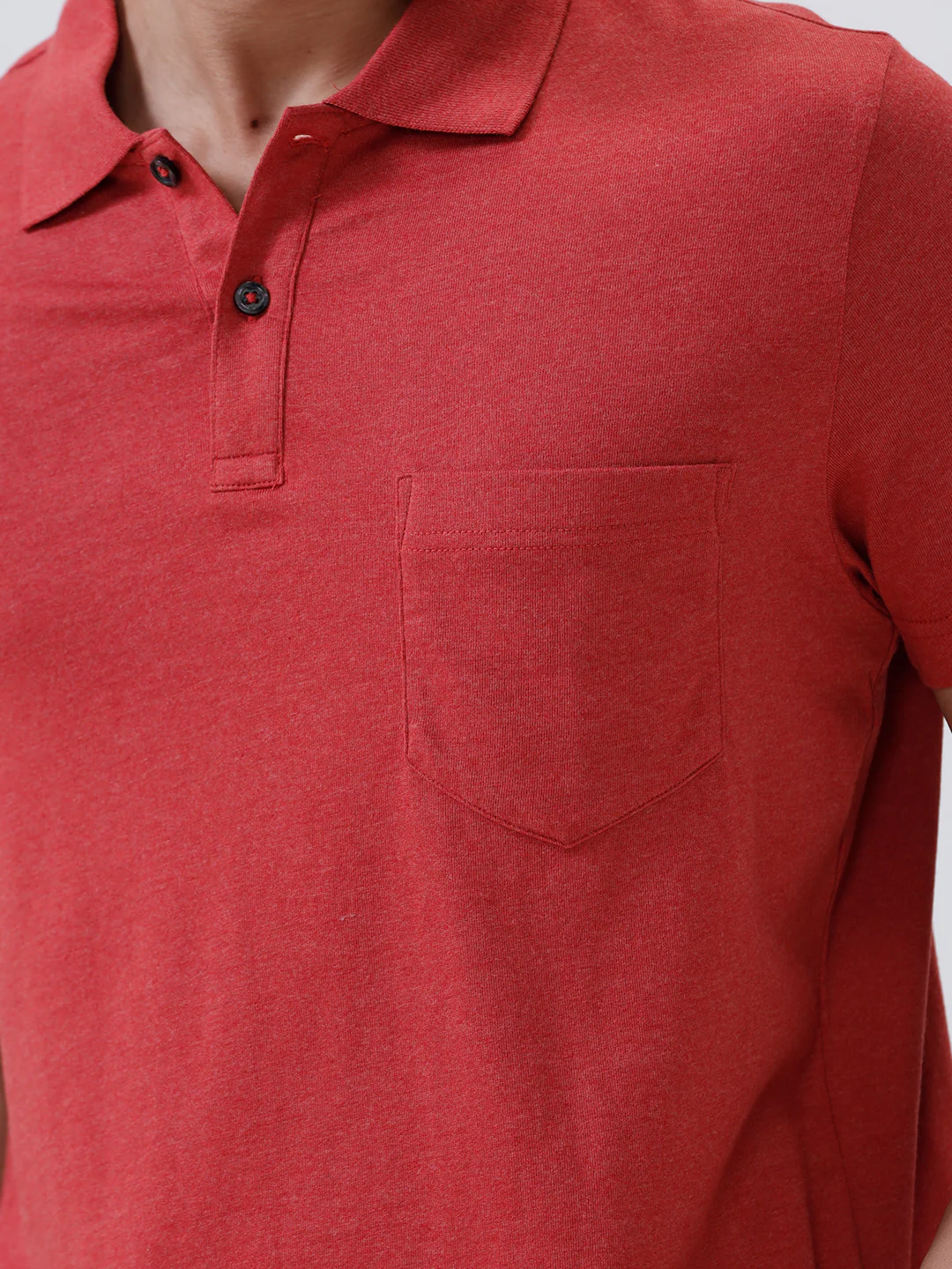 TENCEL™ Modal Fibers with Micro technology Polo T-Shirt Heather Red EMP3 - Image 7