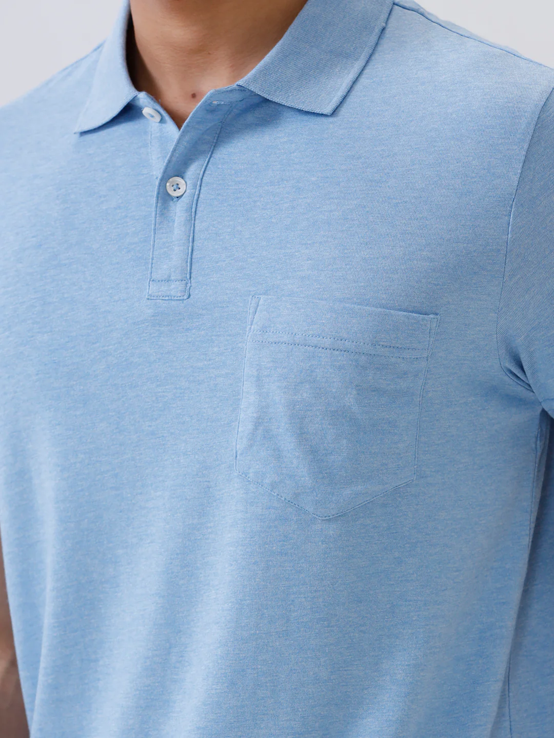 TENCEL™ Modal Fibers with Micro technology Polo T-Shirt Sky Heather EMP7 - Image 3