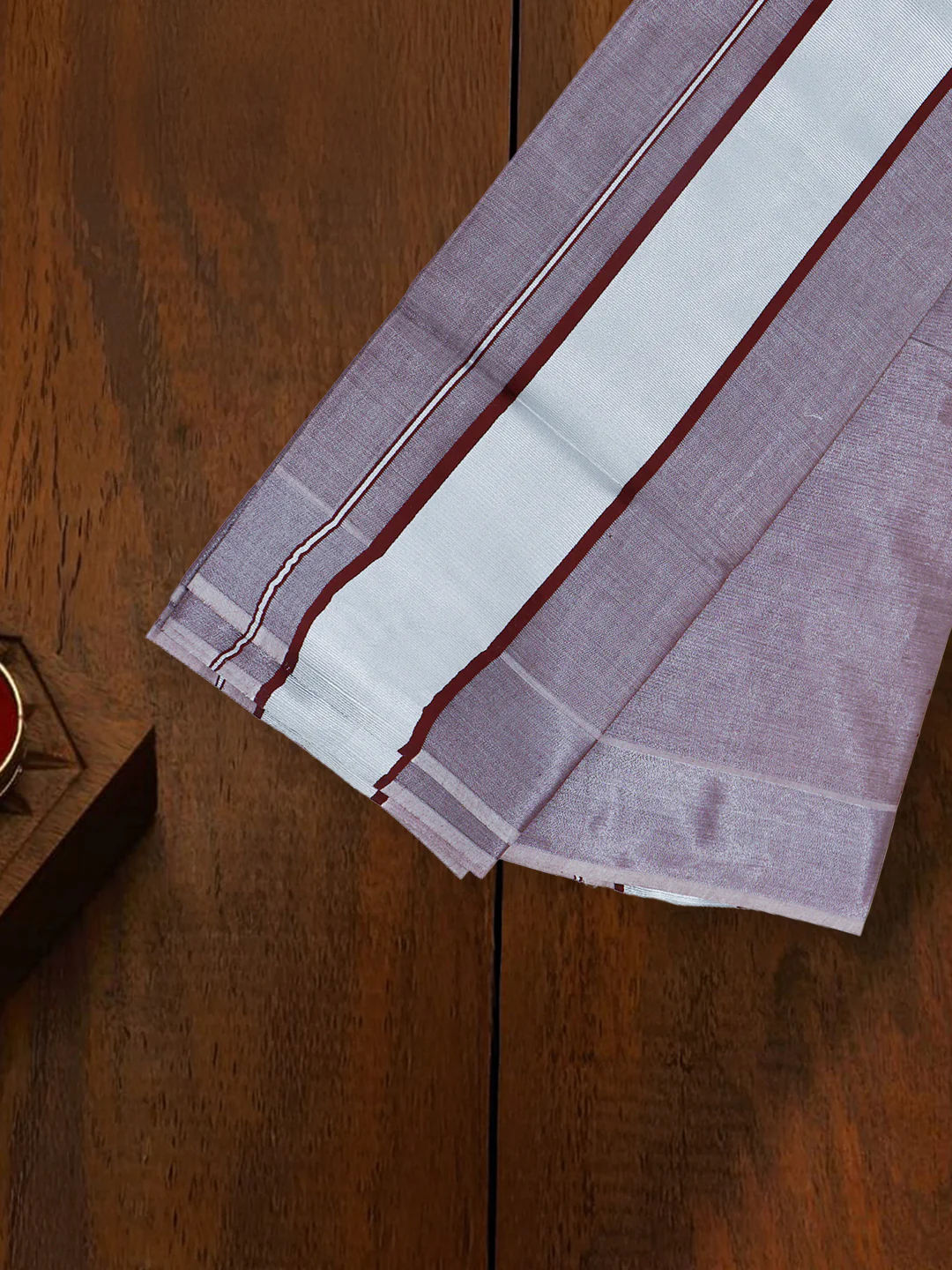 Tissue Silver Jari Border Panchakacham with Angavasthram Set (9+5) Gangotri GGC03 - Image 5
