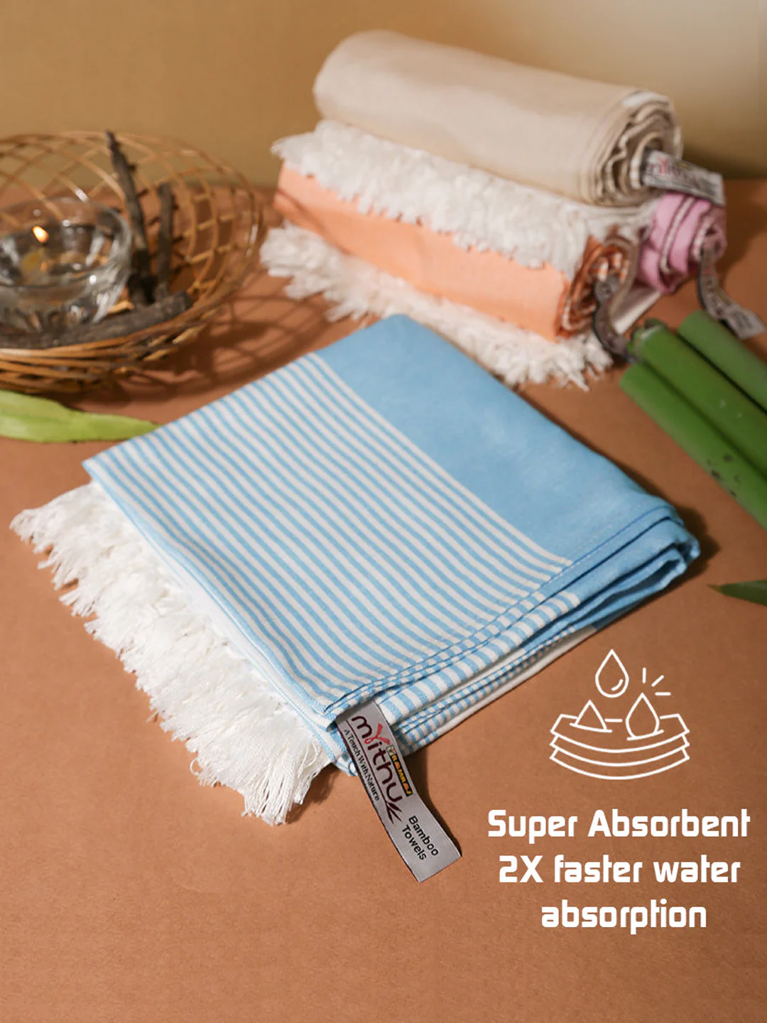 Ultra Soft & Quick Absorbent Bamboo Assorted Colours Bath Towel (Size 0.90mX1.80m)