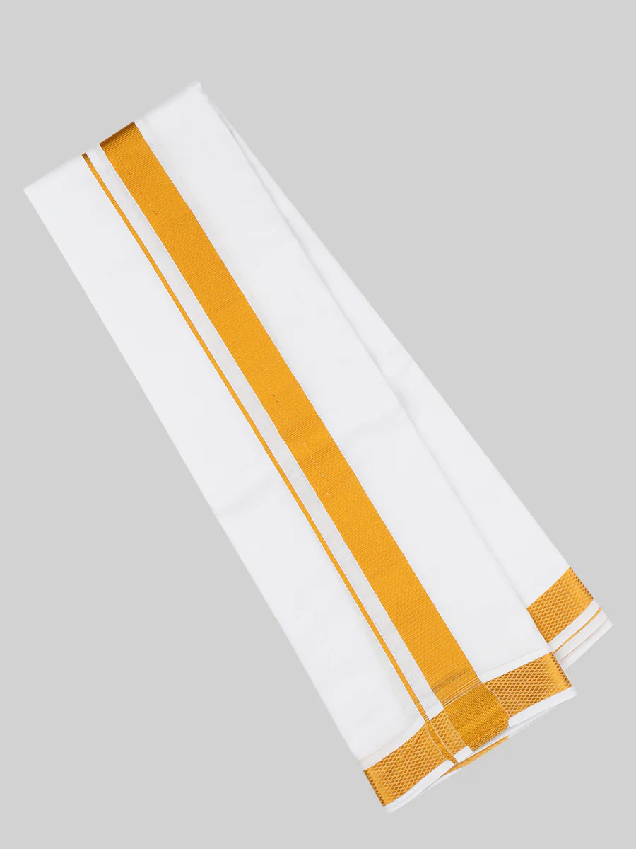 Vetha 1" inch Jari Towel White (Pack of 2) - Image 2