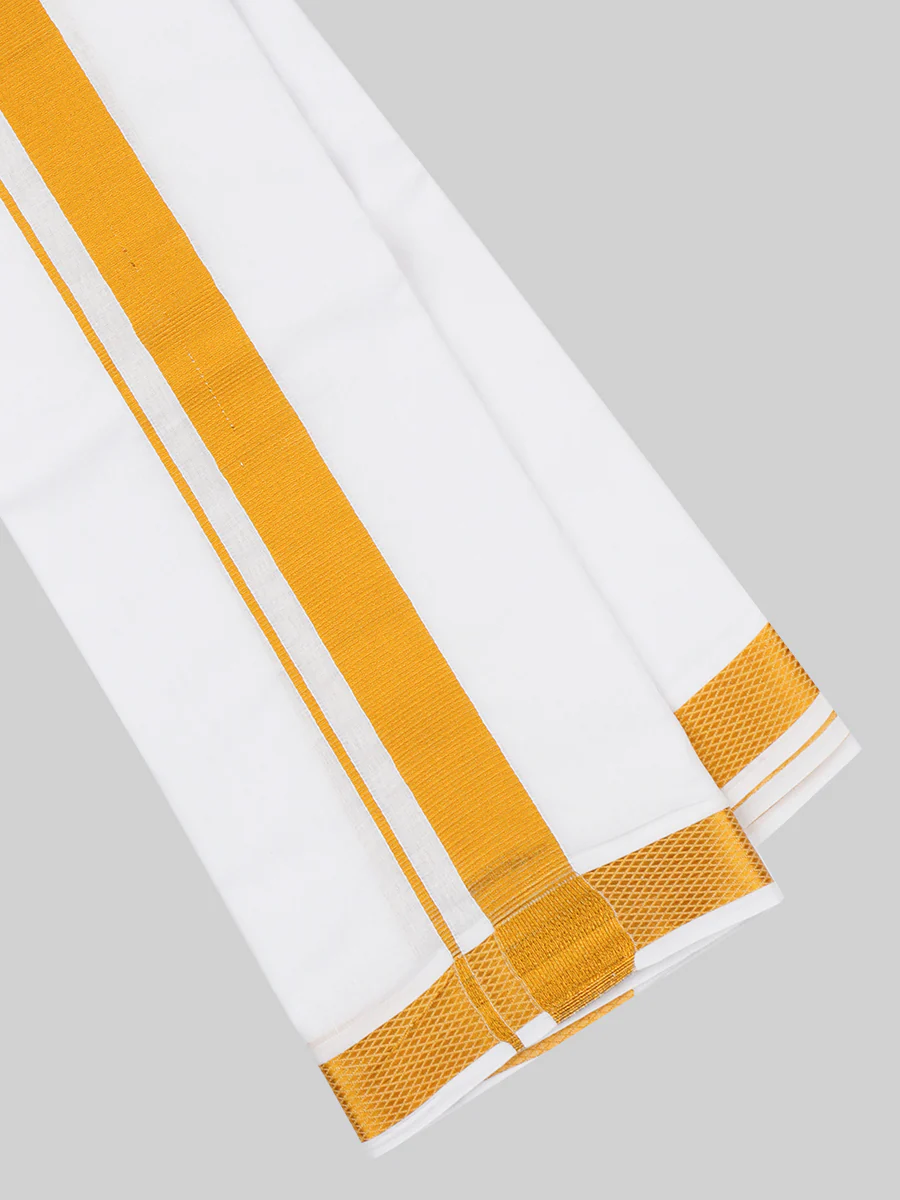 Vetha 1" inch Jari Towel White (Pack of 2) - Image 4