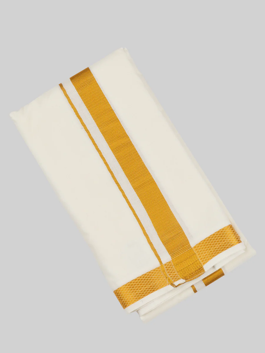 Vetha 3/4" inch Jari Towel Cream (Pack of 2)