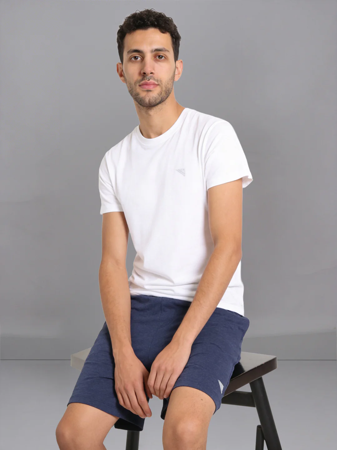 White Crew neck T-Shirt with Denim Shorts Combo ES10 - Image 2