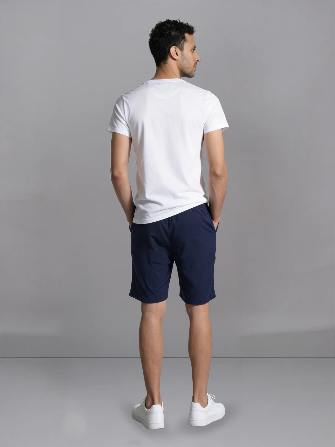 White Crew neck T-Shirt with Denim Shorts Combo ES10 - Image 3