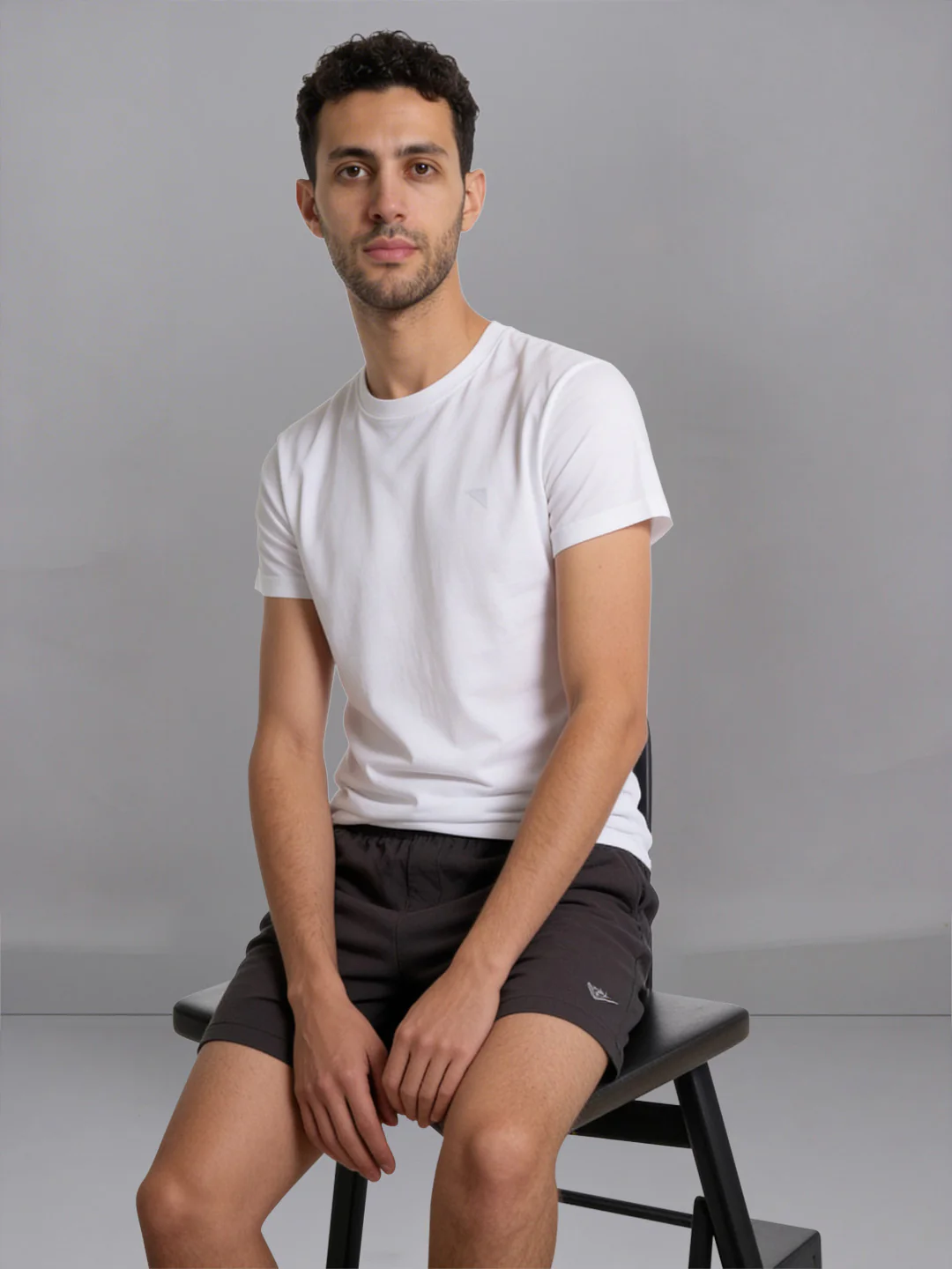 White Crew neck T-Shirt with Grey Shorts Combo ES5 - Image 2