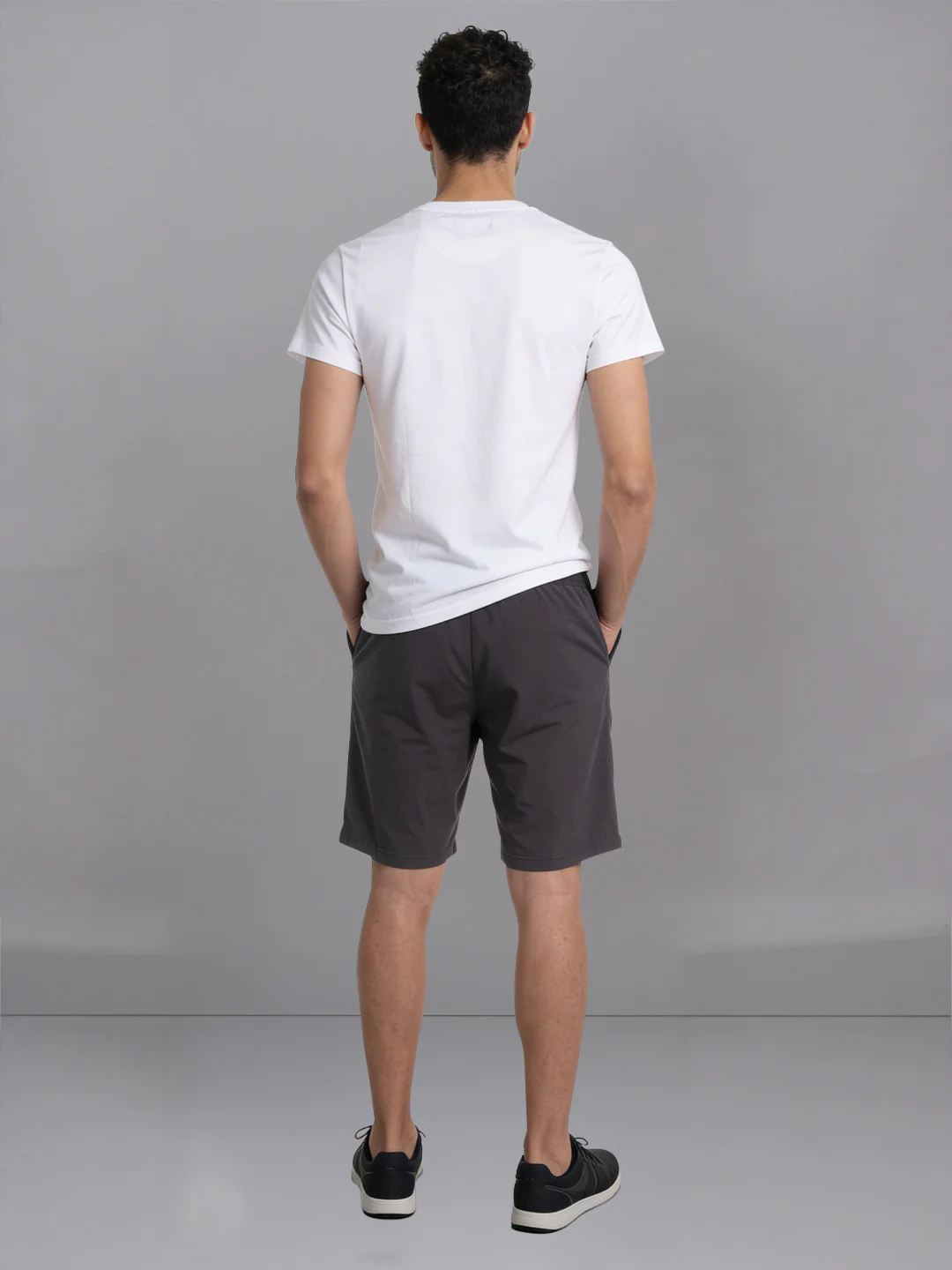 White Crew neck T-Shirt with Grey Shorts Combo ES5 - Image 3