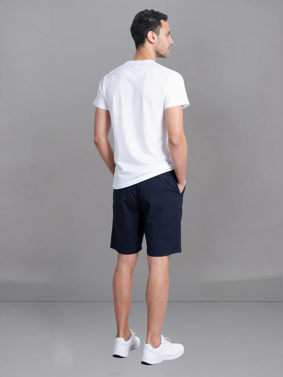 White Crew neck T-Shirt with Navy Shorts Combo ES2 - Image 3