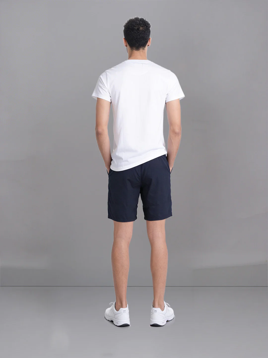 White Crew neck T-Shirt with Navy Shorts Combo ES2 - Image 4