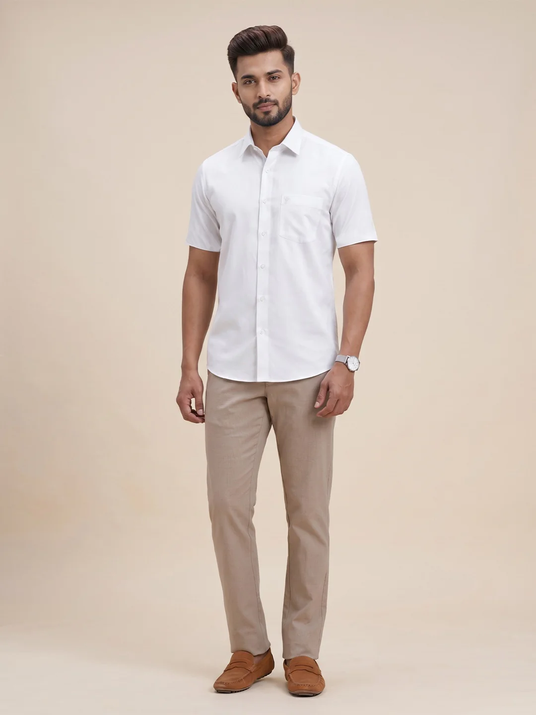 White Shirt with Kakhi Pants Super Saver Summer Collection - Image 2