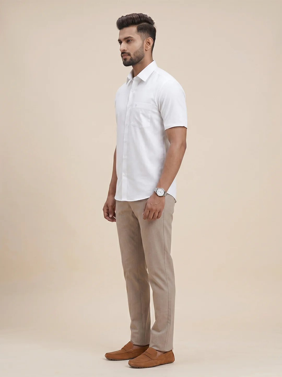 White Shirt with Kakhi Pants Super Saver Summer Collection - Image 3
