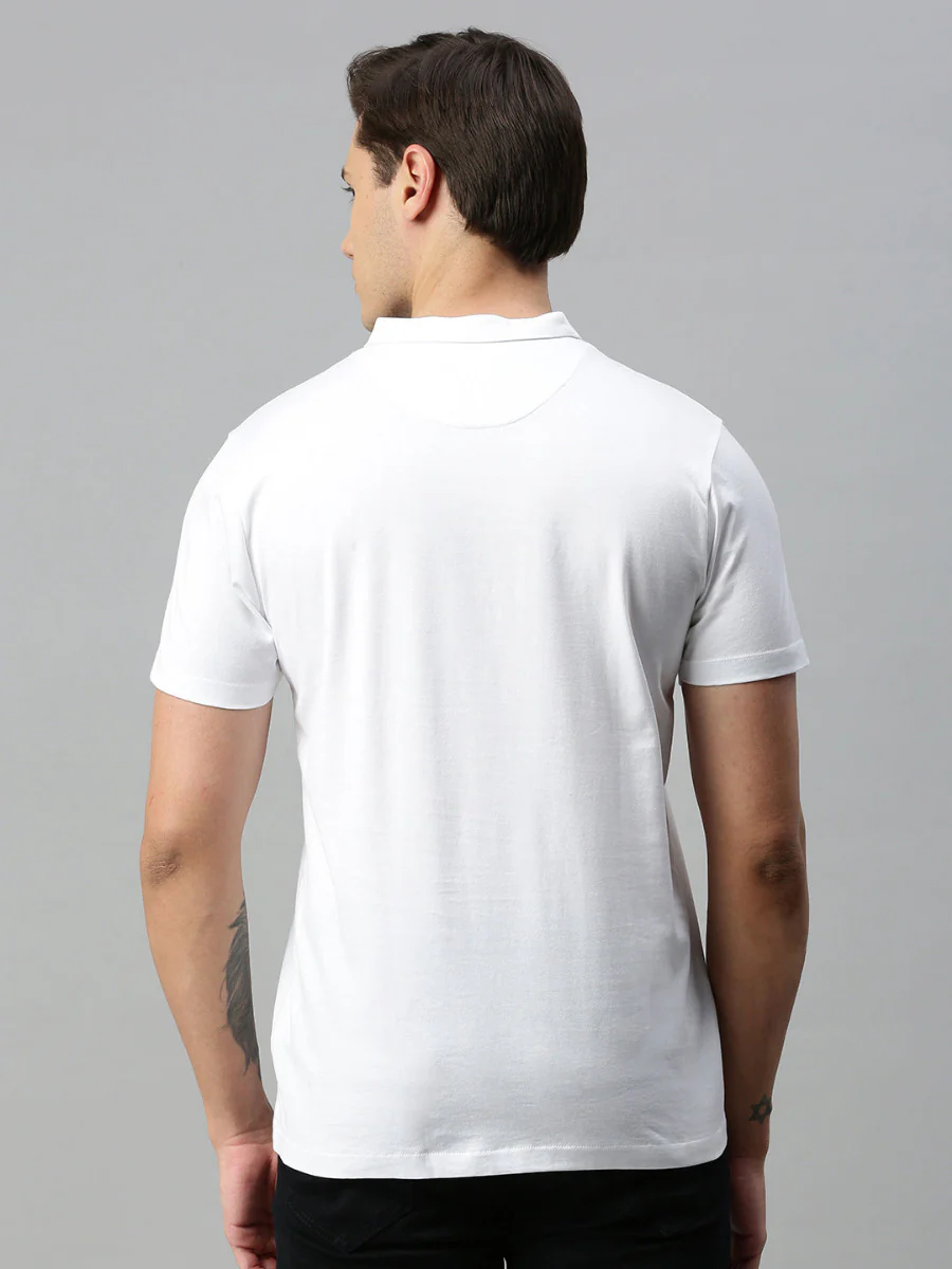 White Smart Fit Mandarin Collar T-shirt MM2 - Image 3