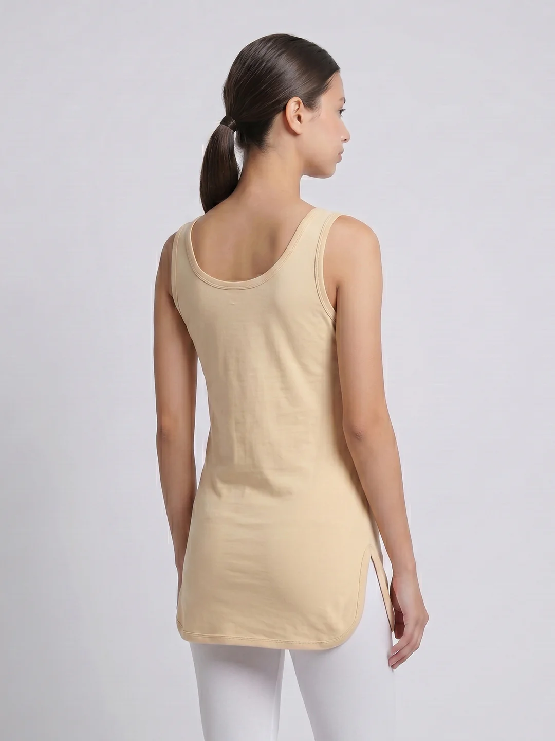 Women 100% Combed Cotton Skin Long Camisole with Side Slit – Flora ( Pack of 2) - Image 3