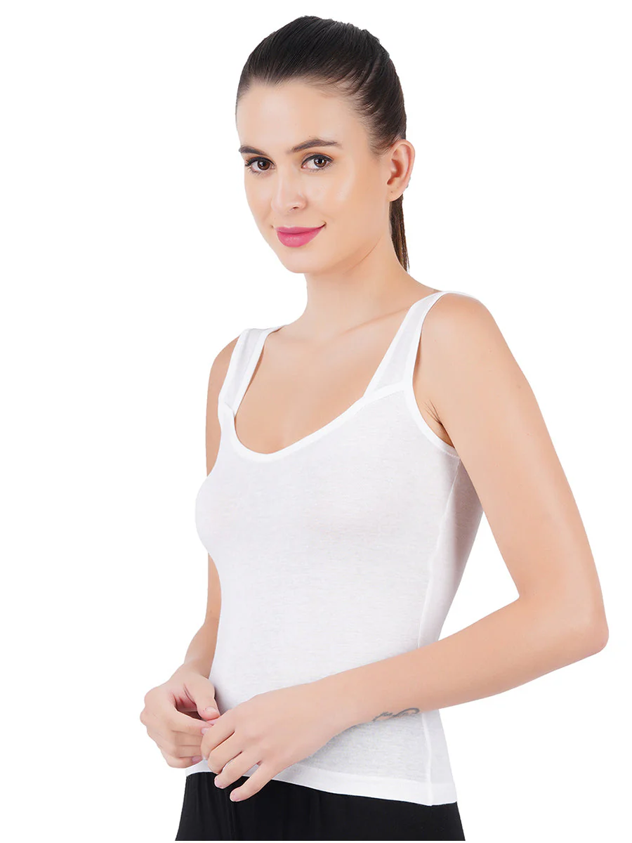 Women 100% Combed Cotton White Camisole Gracey (Pack of 2) - Image 3