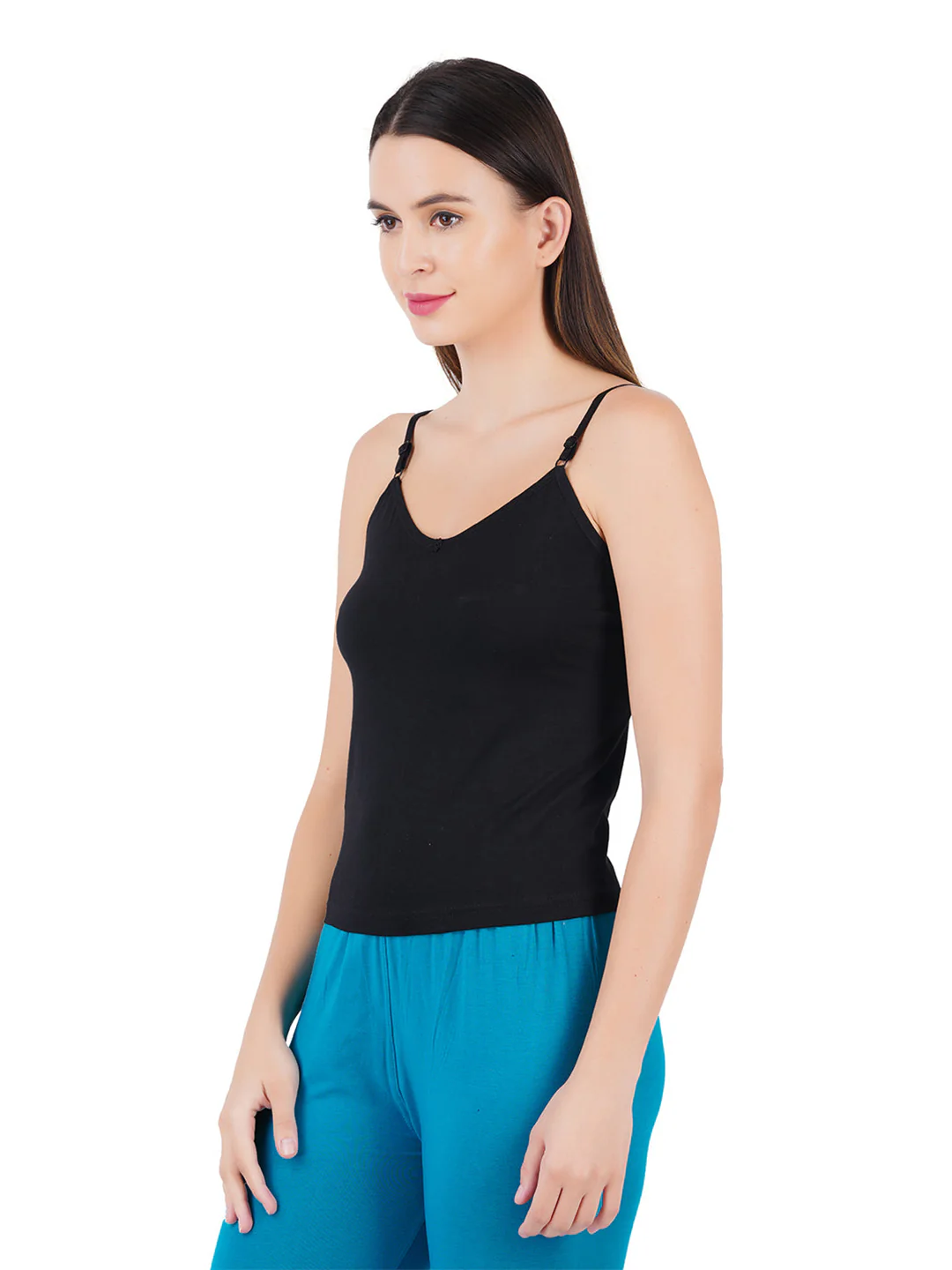 Women Adjustable Straps Black Camisole Petals (Pack of 2) - Image 3