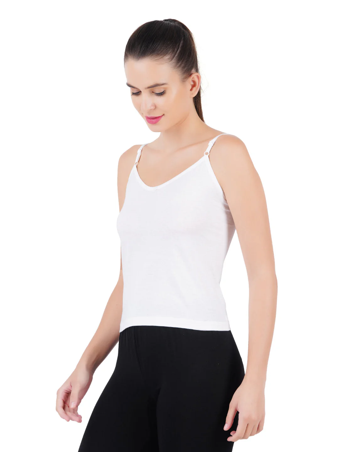 Women Adjustable Straps White Camisole Petals (Pack of 2) - Image 2