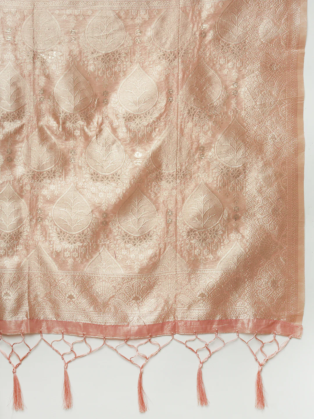 Women Baby Pink Cotton Weaving Saree PCS262 - Image 6