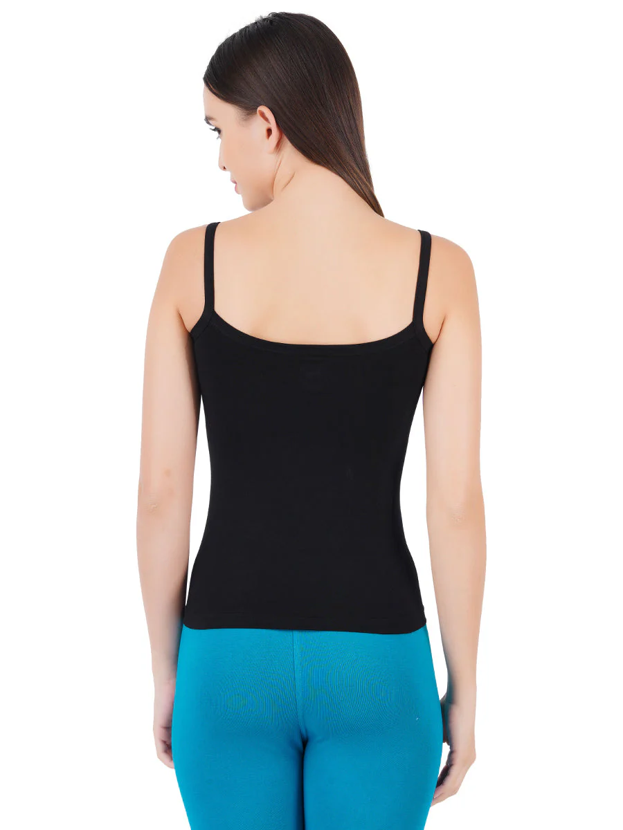 Women 100% Combed Cotton Black Camisole Cheers (Pack of 2) - Image 2