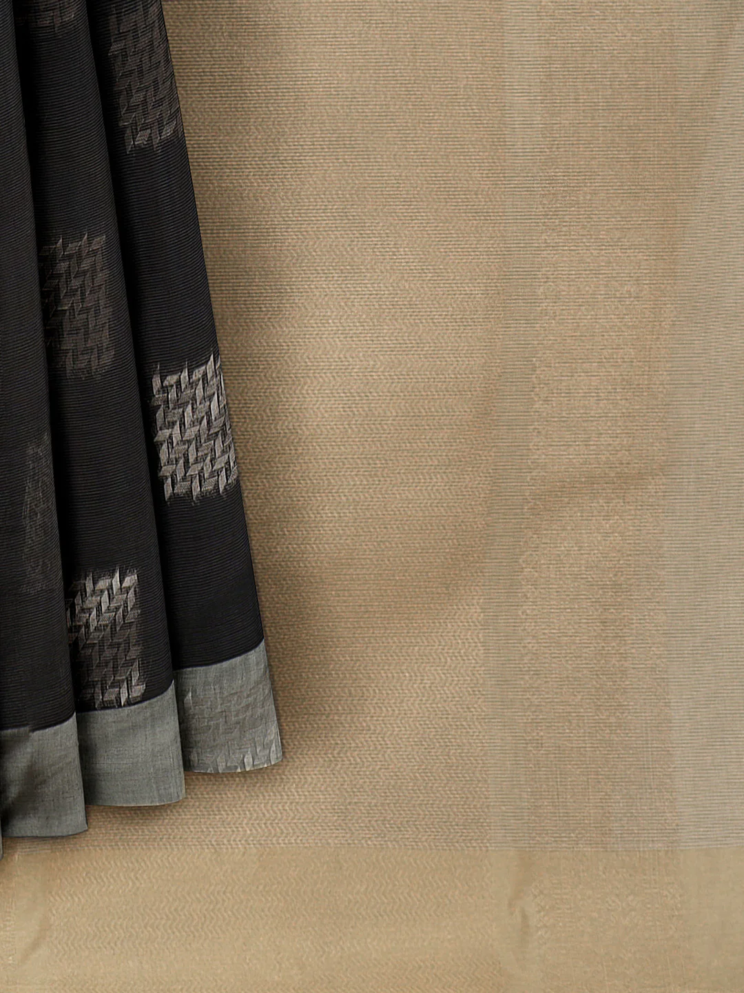 Women Black Kotta Cotton Saree PCS187 - Image 6