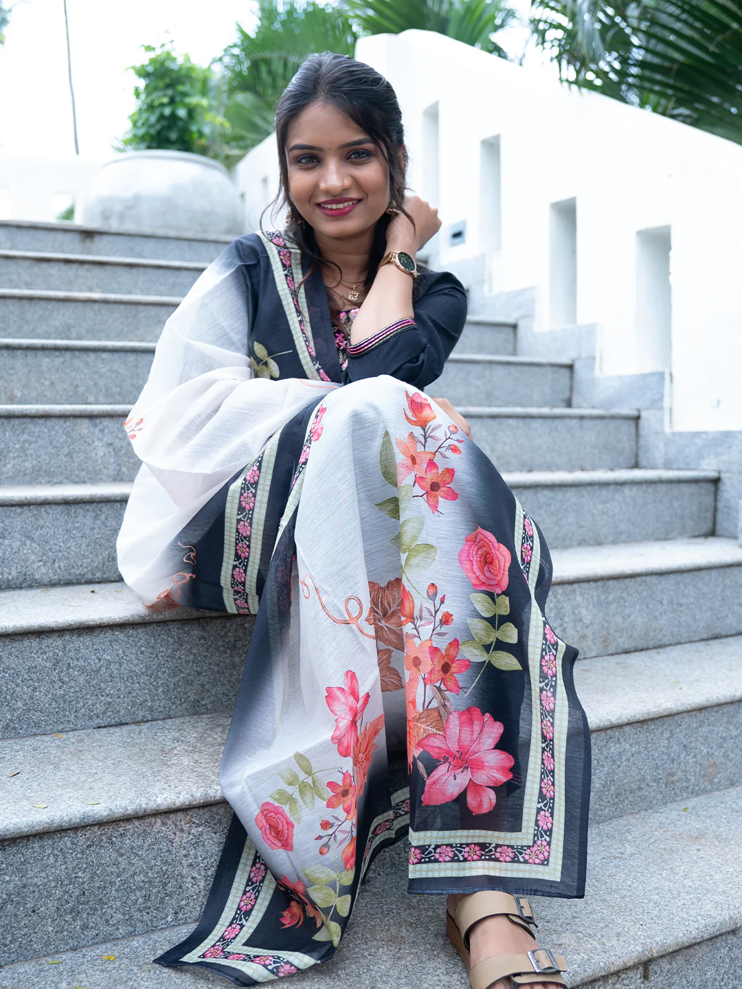 Women Black MM Silk Embroidered Kurti Set EKS106 - Image 5
