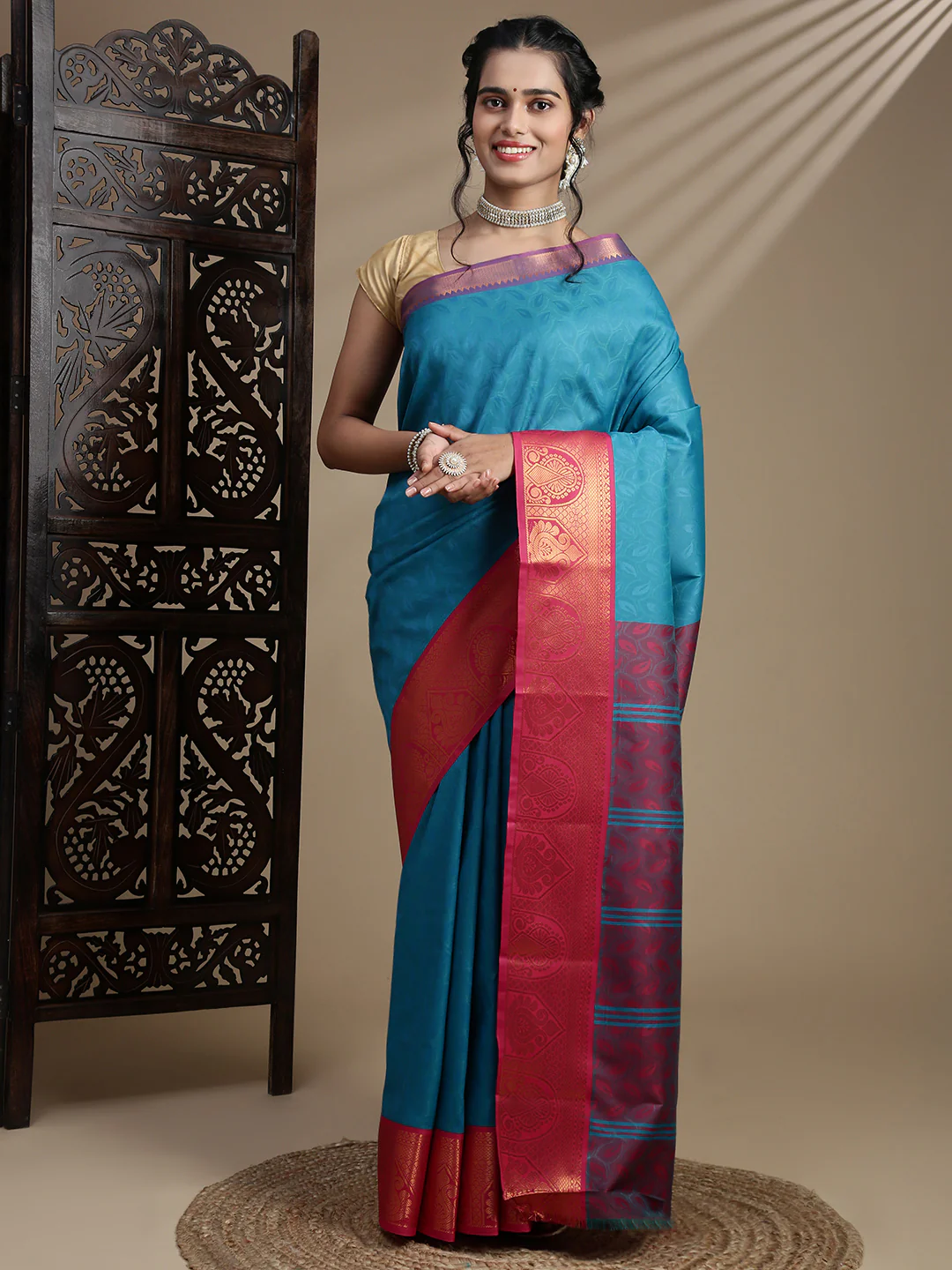 Women Blue Art Silk Saree ASS121 - Image 3