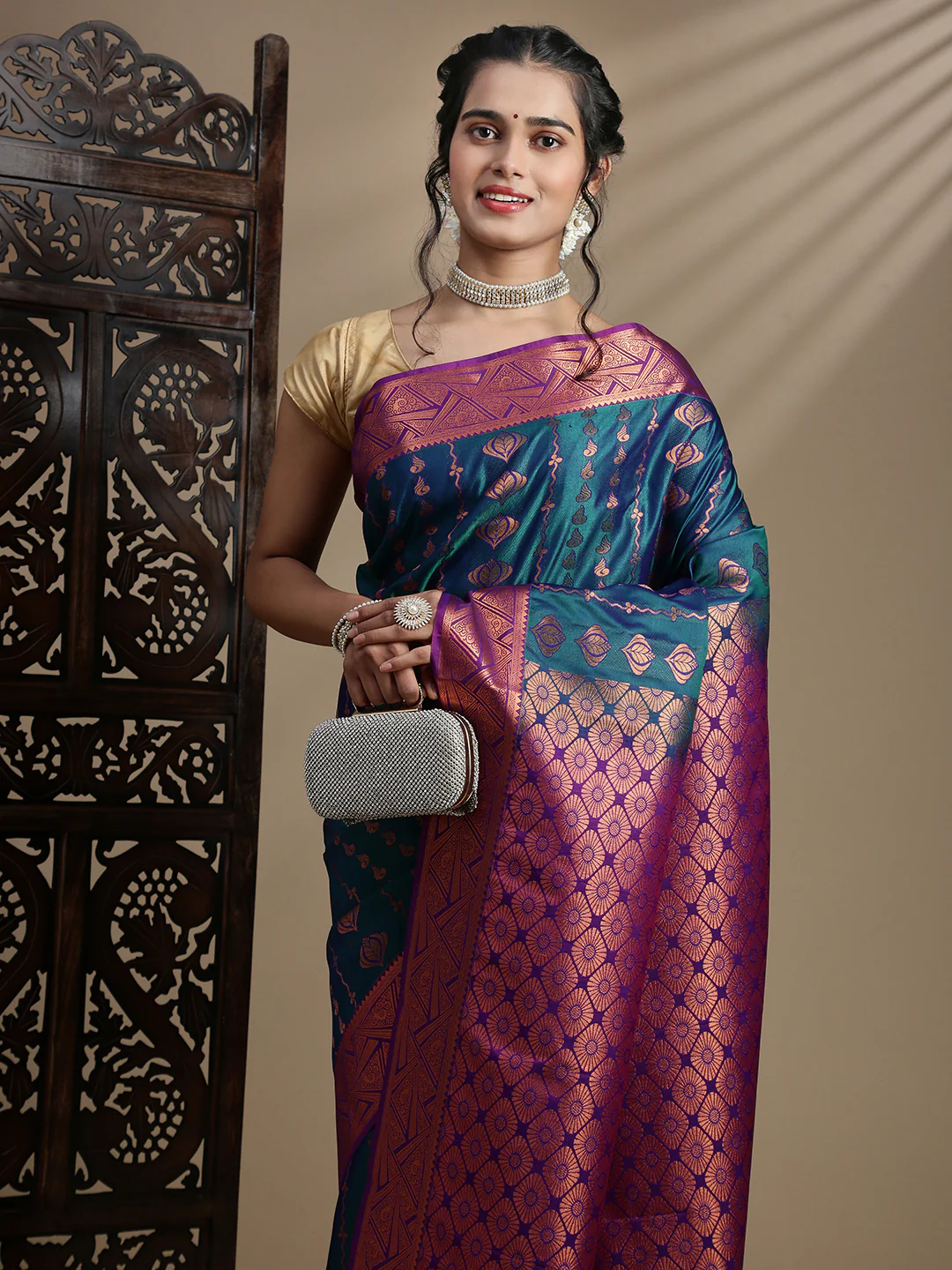 Women Blue Art Silk Saree ASS125 - Image 2