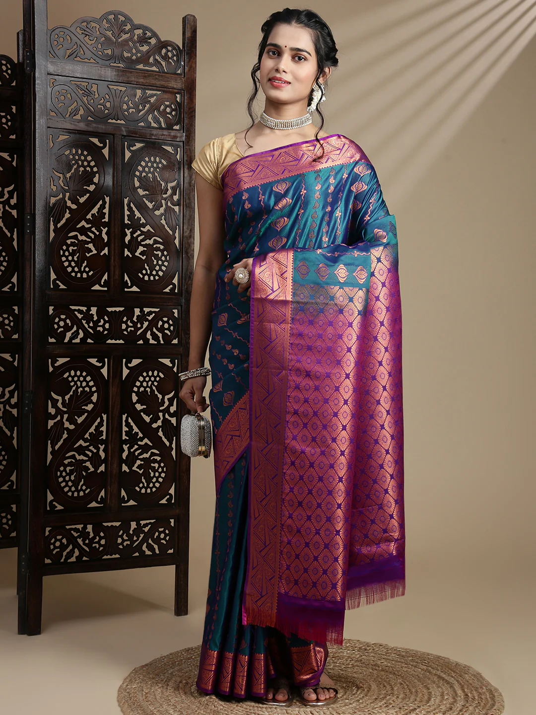 Women Blue Art Silk Saree ASS125 - Image 3