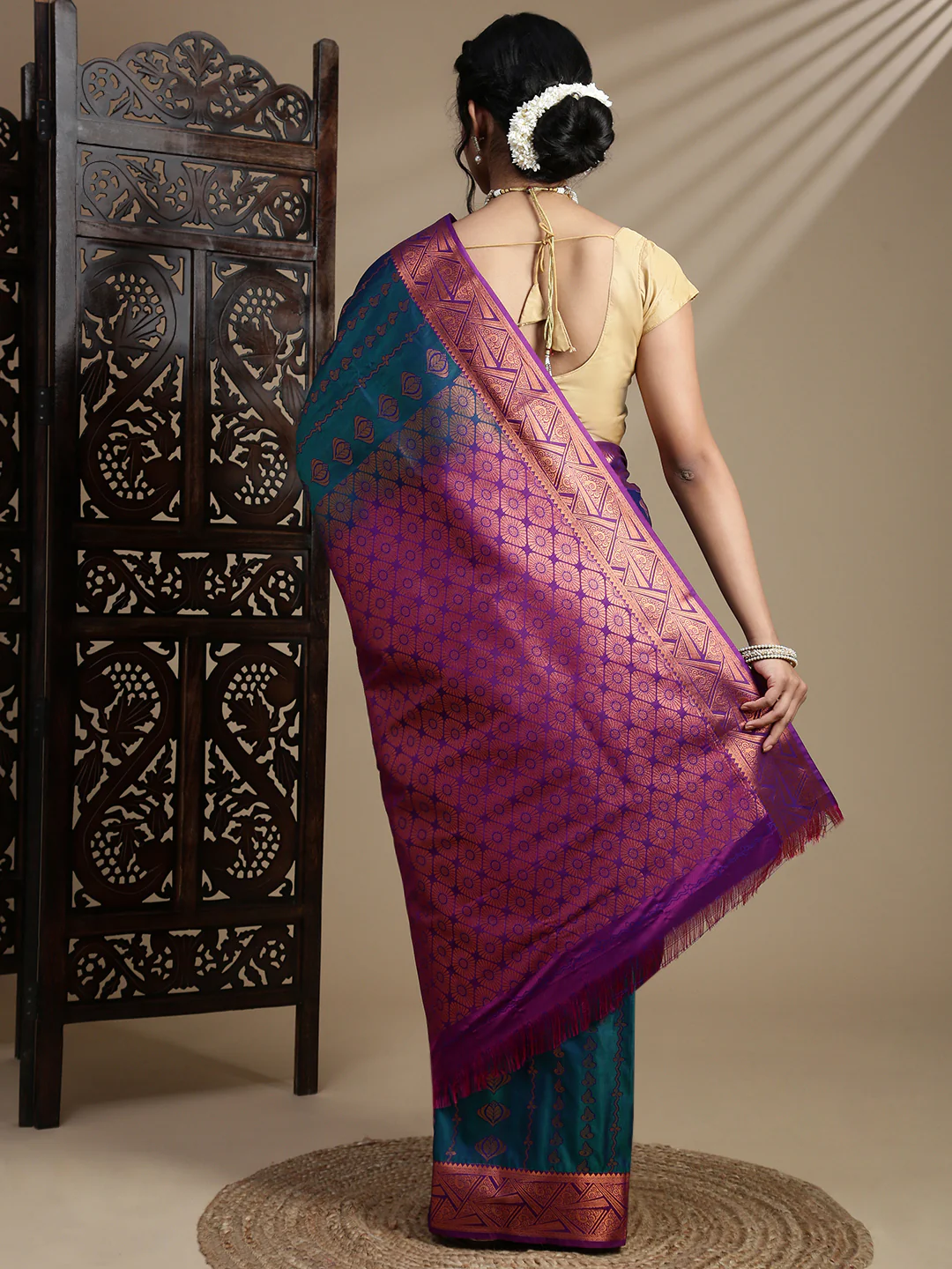 Women Blue Art Silk Saree ASS125 - Image 4