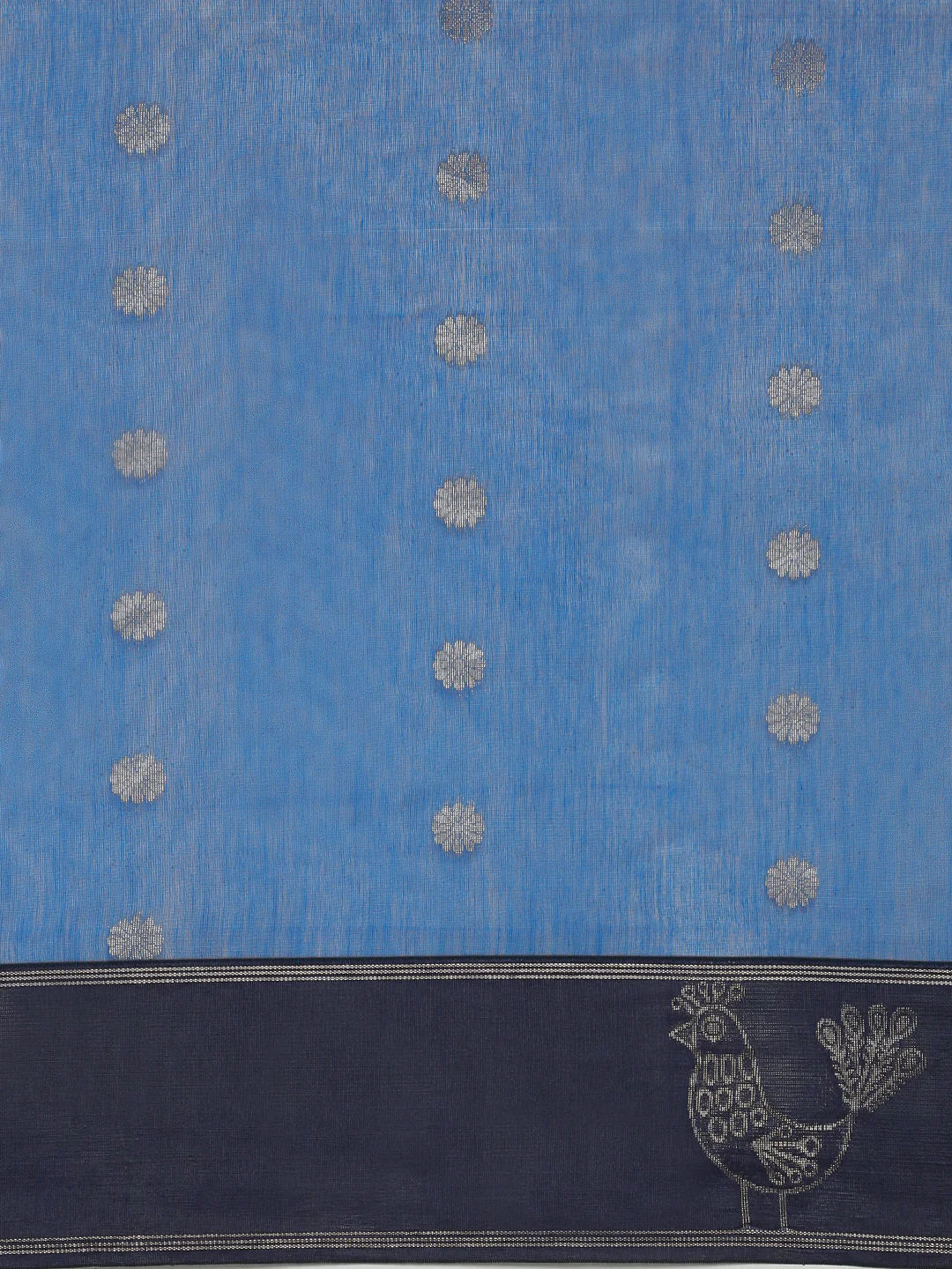 Women Blue Semi Kora Cotton Saree SK116 - Image 5