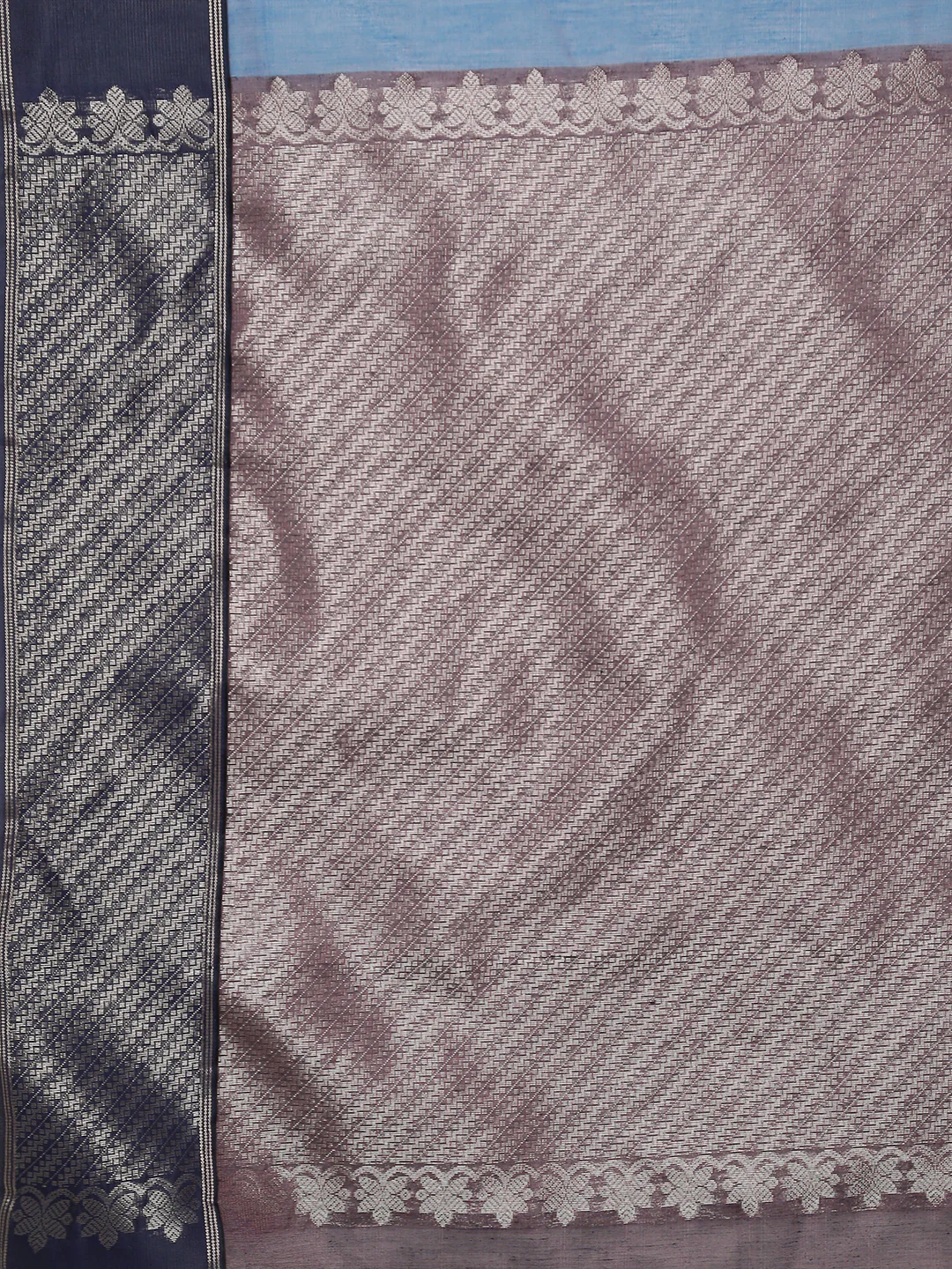 Women Blue Semi Kora Cotton Saree SK116 - Image 6