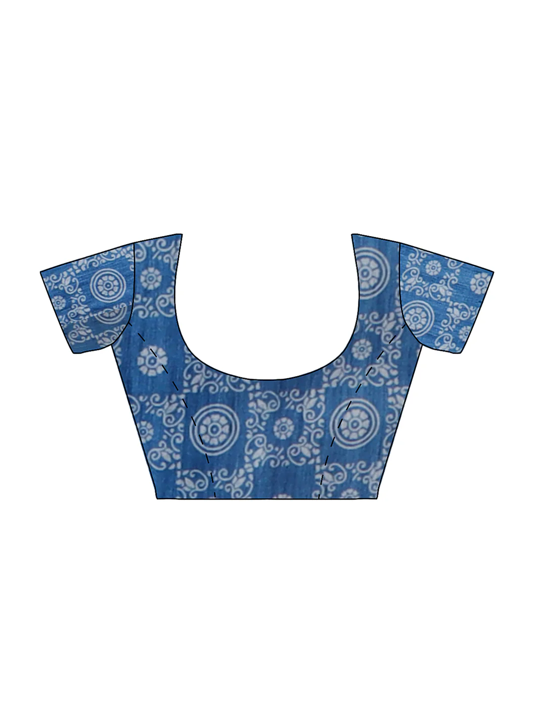 Women Blue Semi Tussar Printed Saree ST257 - Image 4