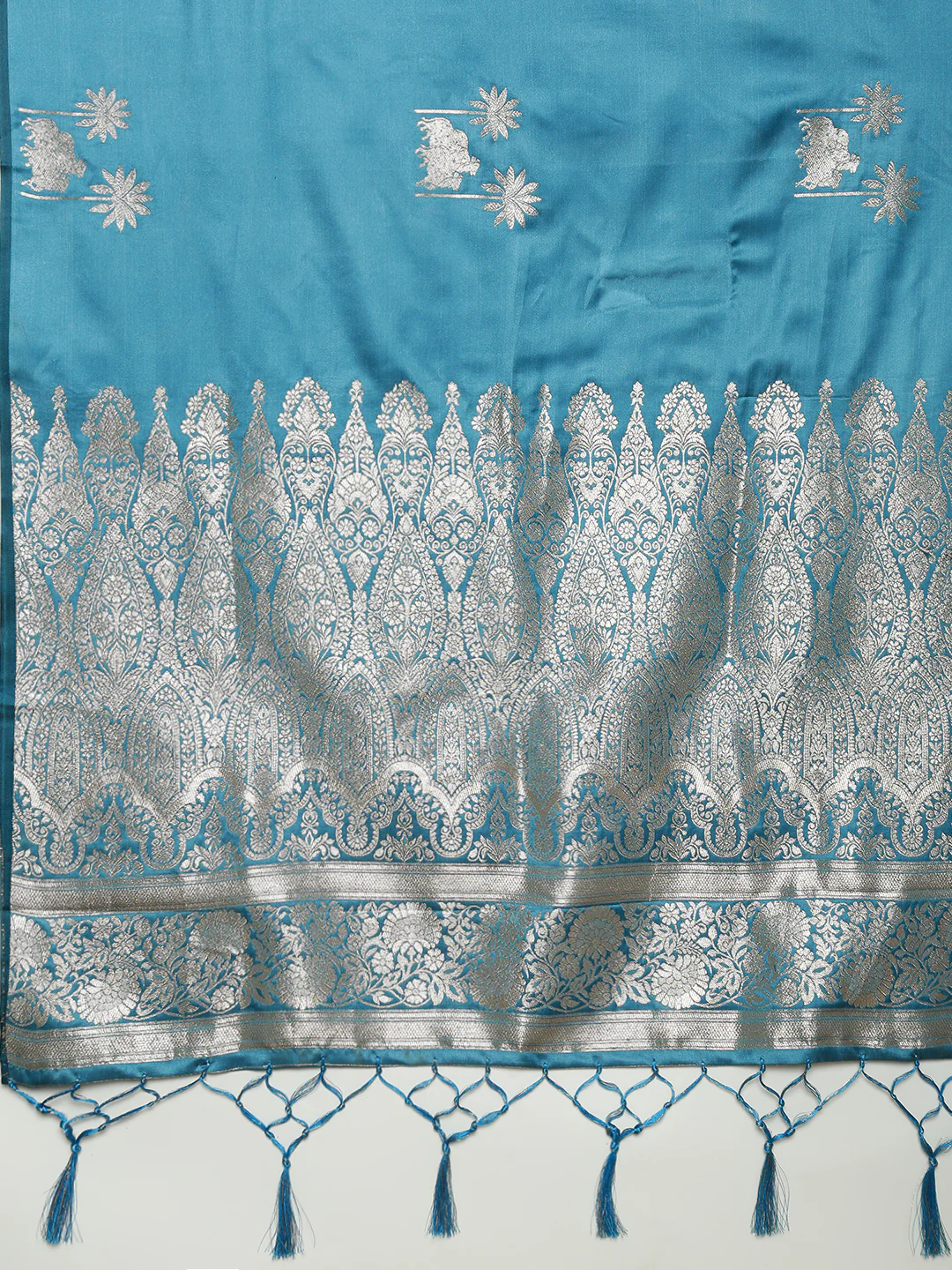Women Blue Soft Silk Saree SS389 - Image 6