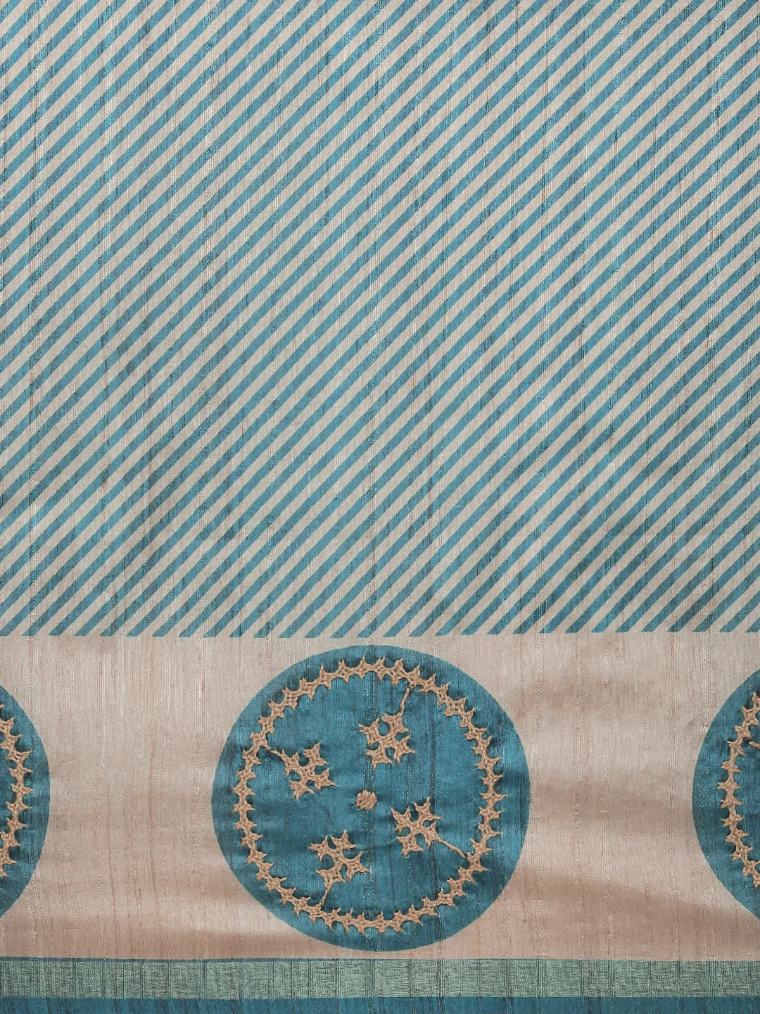 Women Blue with Brown Semi Raw Silk Embroidered Saree SRS113 - Image 5
