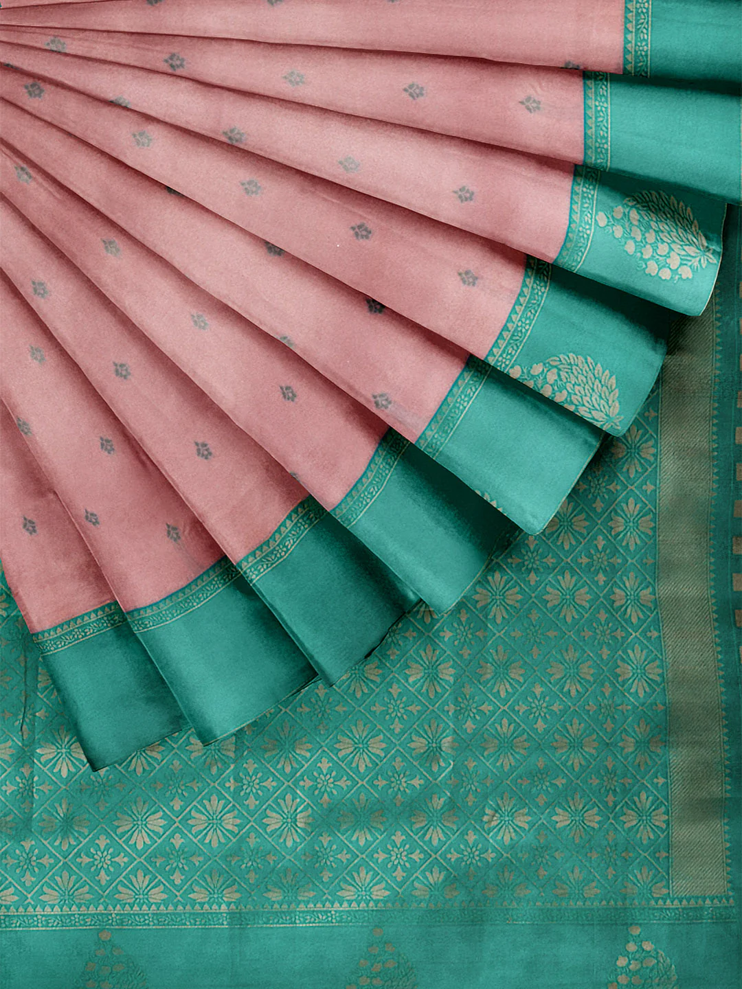 Women Copper with Green Art Silk Saree ASS98 - Image 3