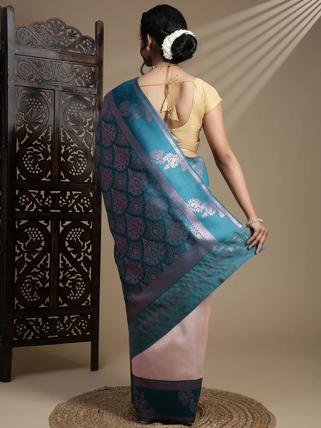 Women Copper Tissue Saree TS62 - Image 6