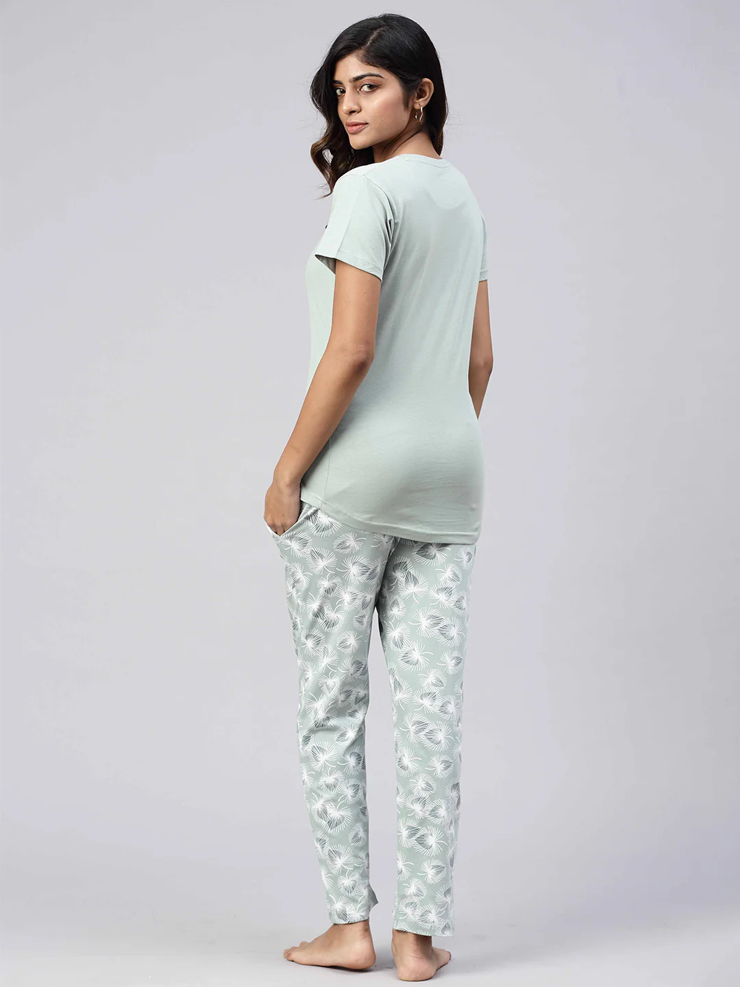 Women Knit Cotton Loungewear Set Mint Green - Image 5