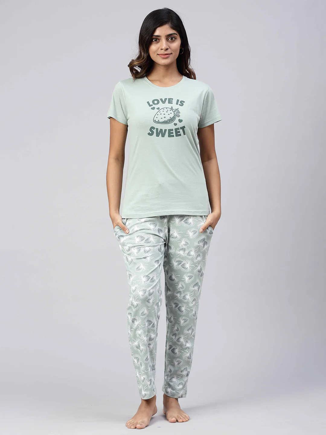 Women Knit Cotton Loungewear Set Mint Green - Image 6