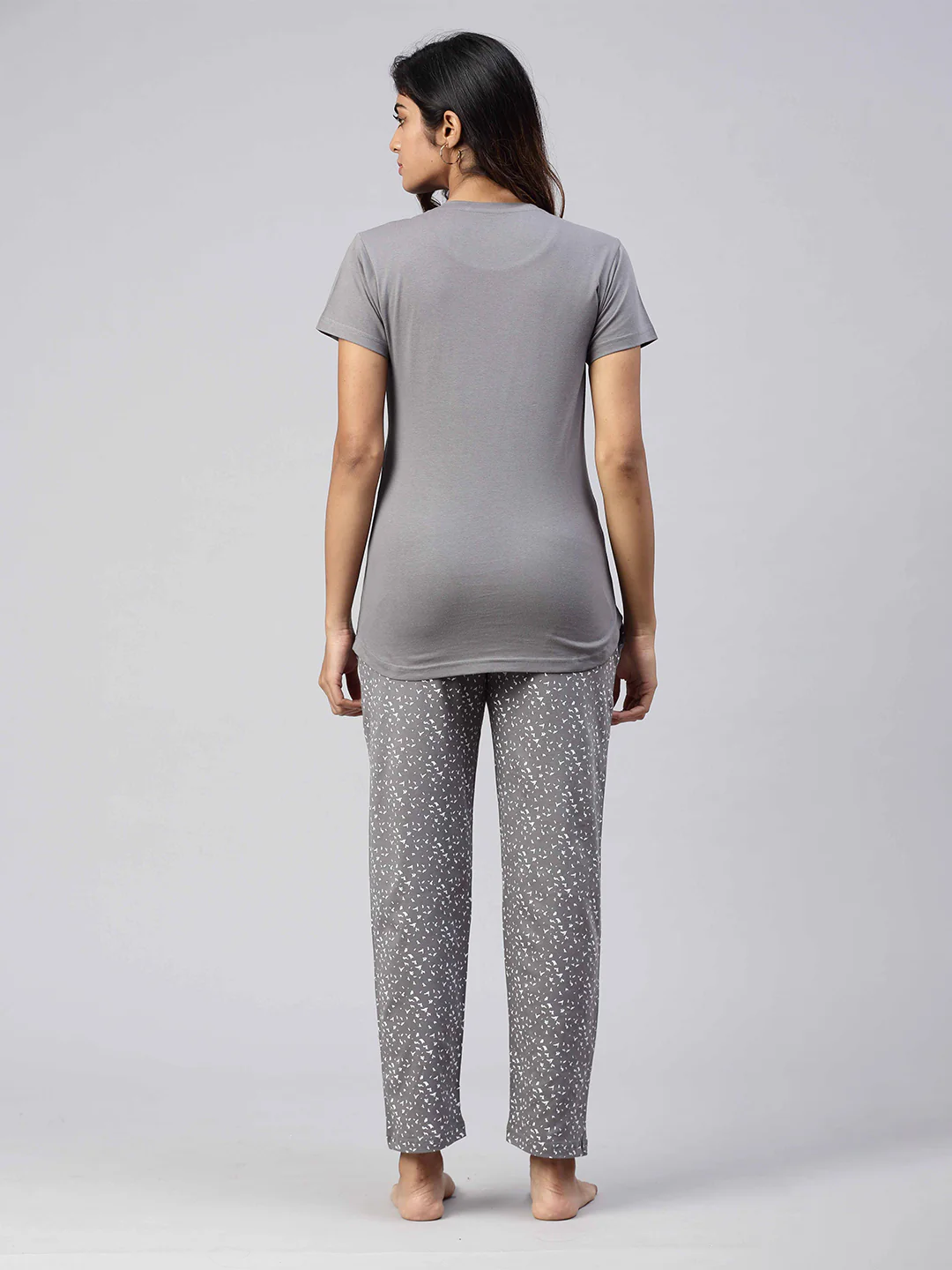 Women Knit Cotton Loungewear Set Grey - Image 5