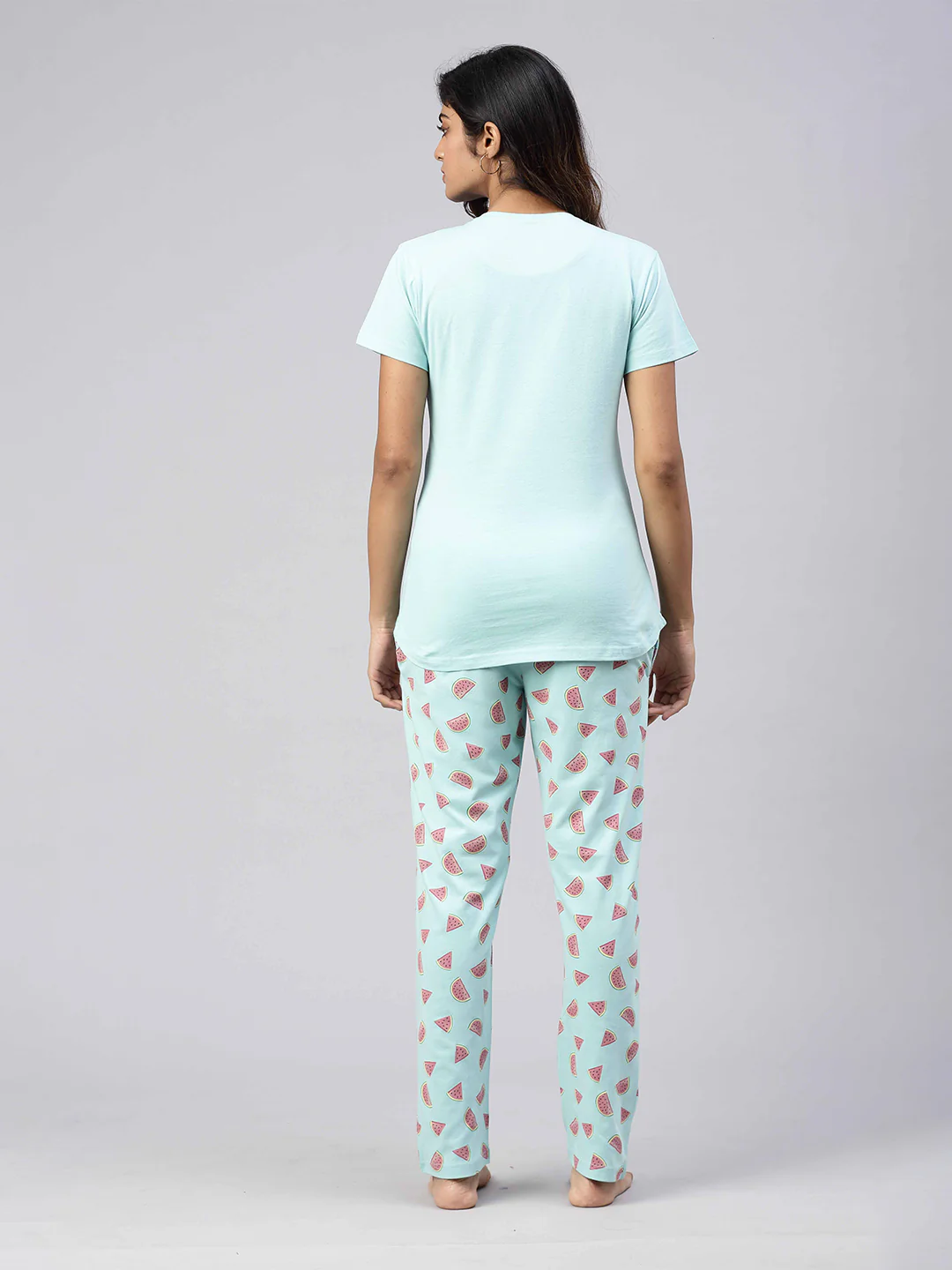 Women Knit Cotton Loungewear Set Mint Blue - Image 3