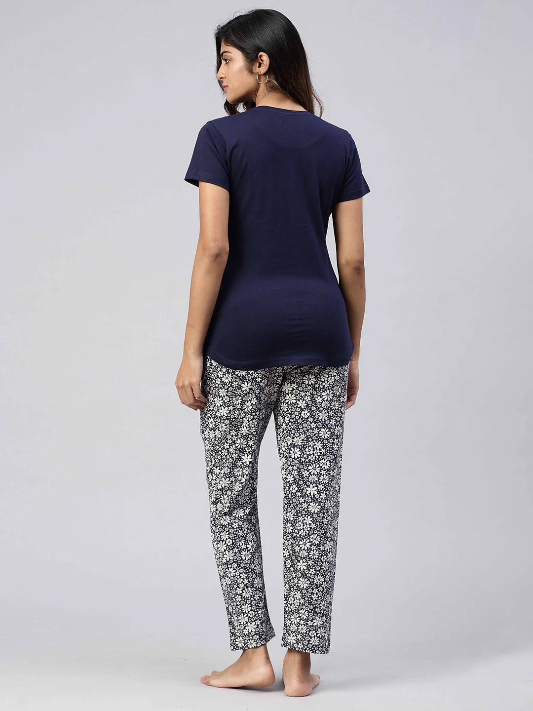 Women Knit Cotton Loungewear Set Navy - Image 3