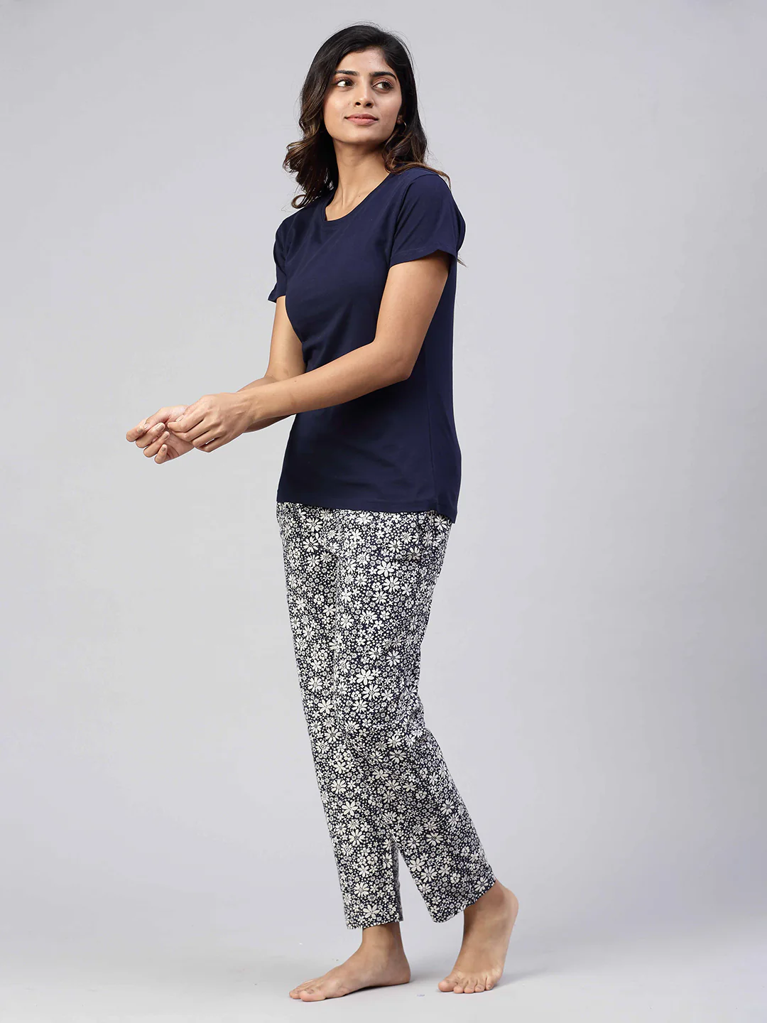Women Knit Cotton Loungewear Set Navy - Image 4